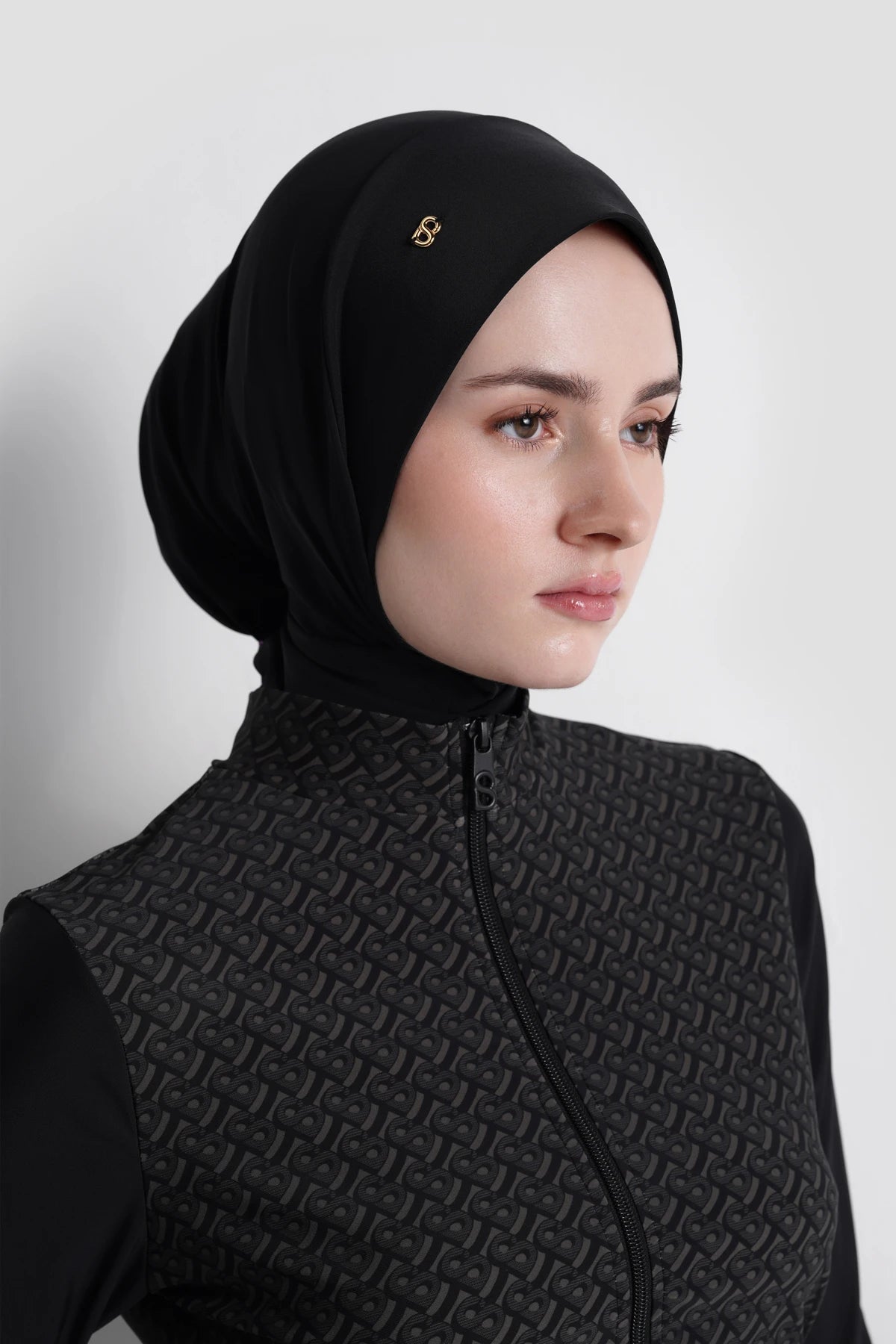 mona signature swimsuit in black by buttonscarves instant slip on detail