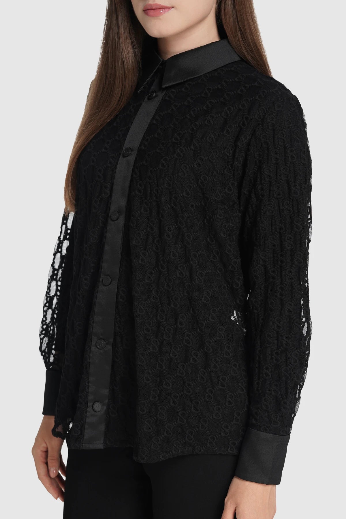 Monogram Lace Shirt - Black
