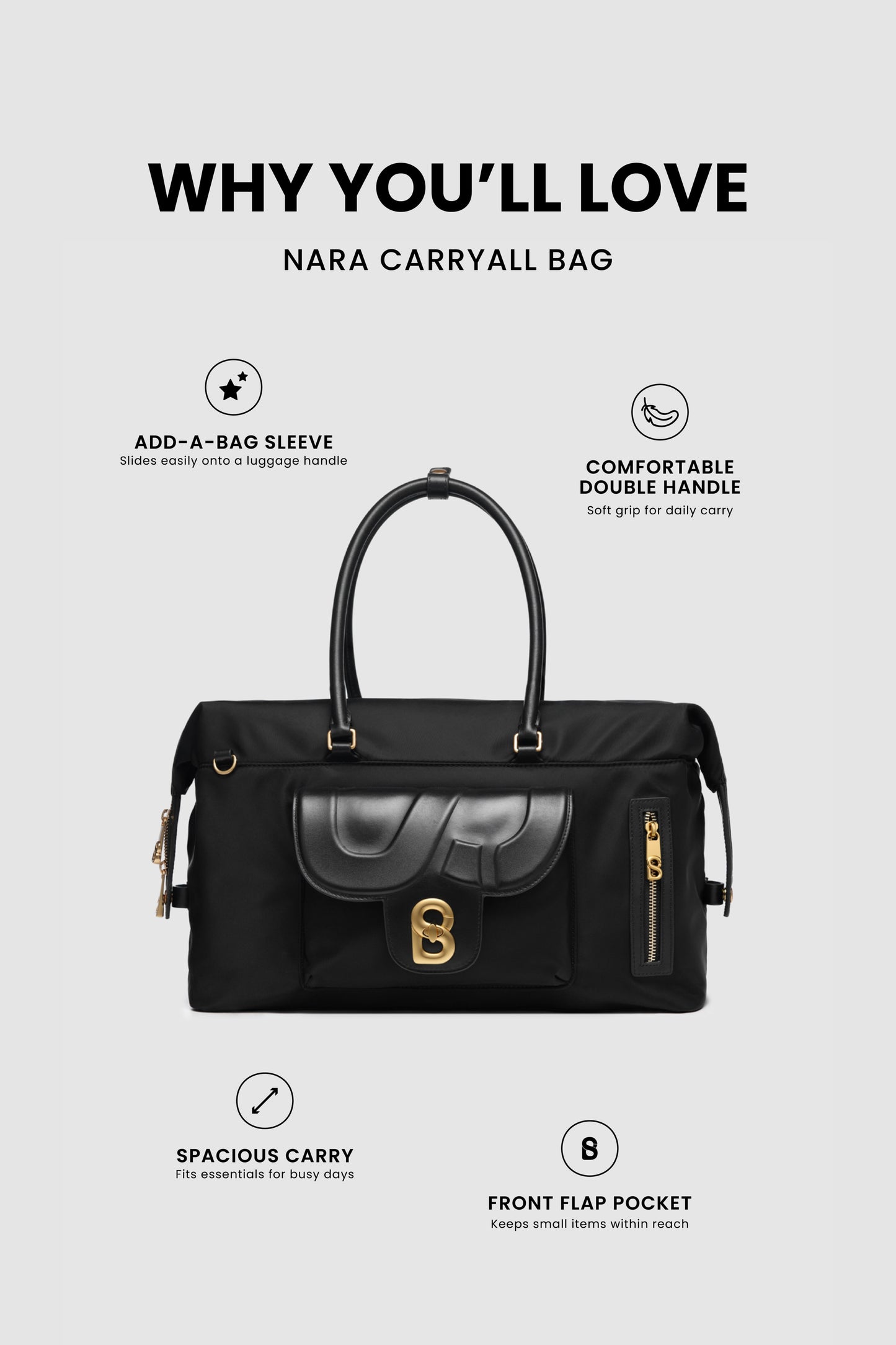 Nara Carryall Bag - Nylon - Black