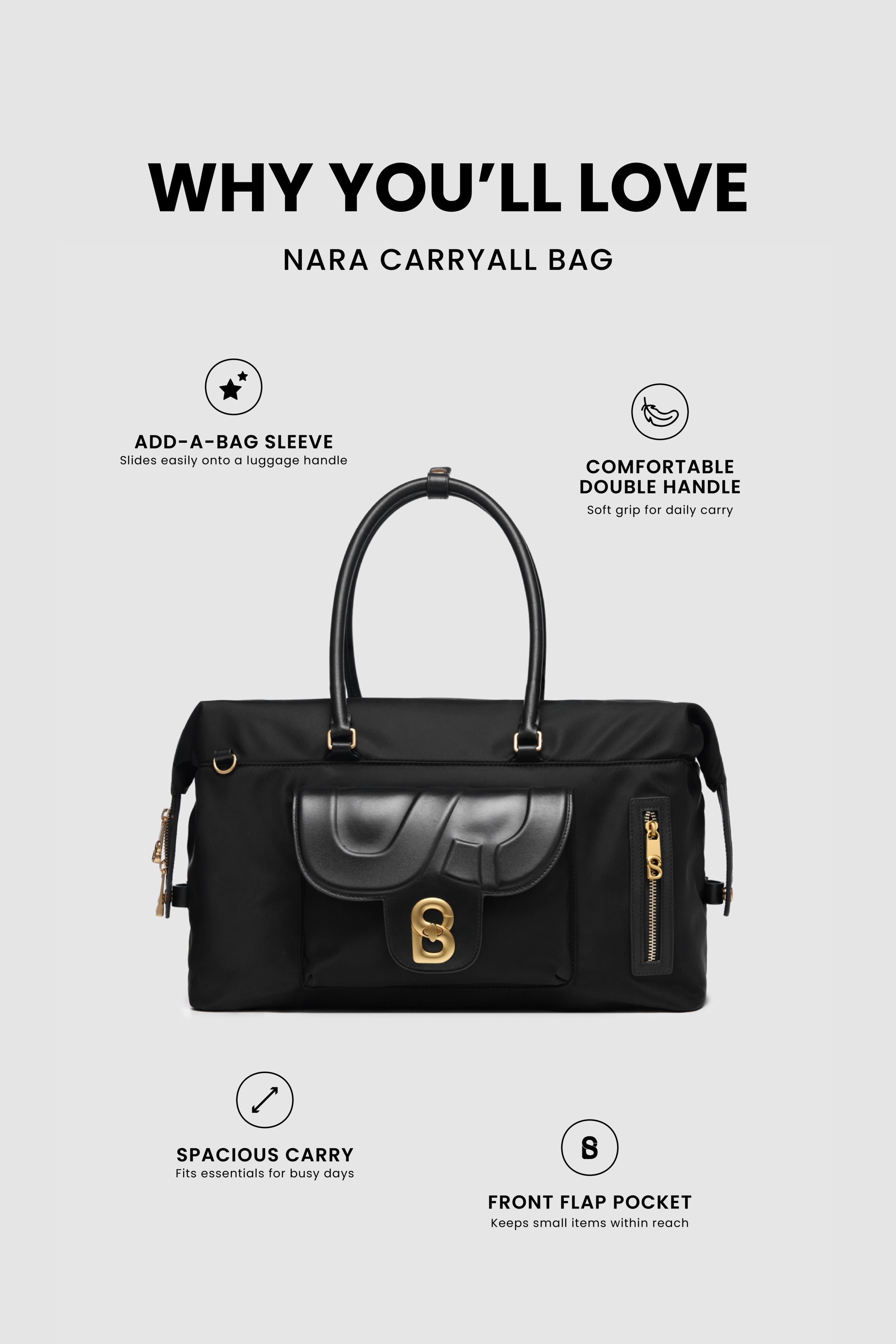 Nara Carryall Bag - Nylon - Black