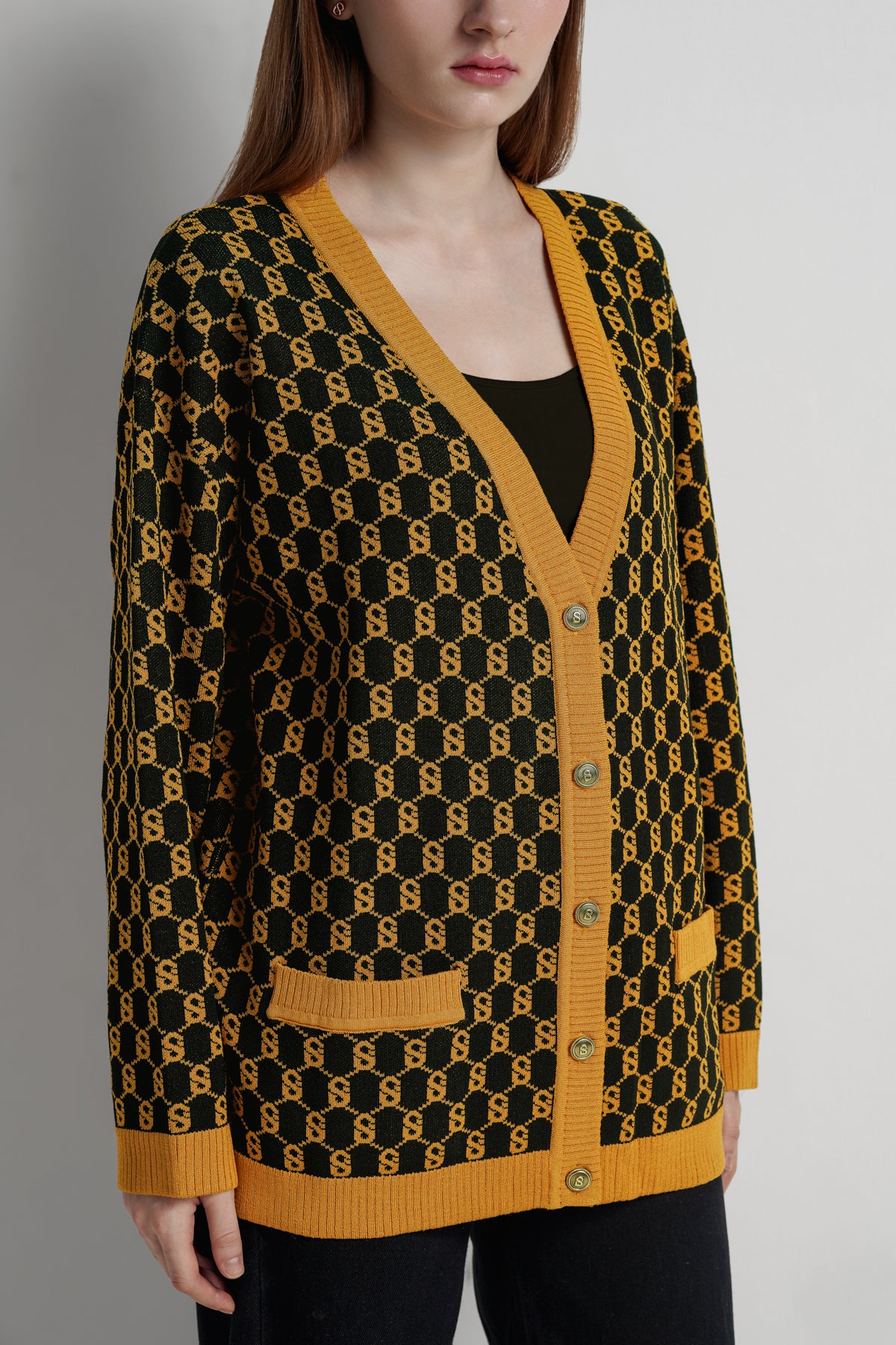 Signature Monogram Cardigan - Tumeric