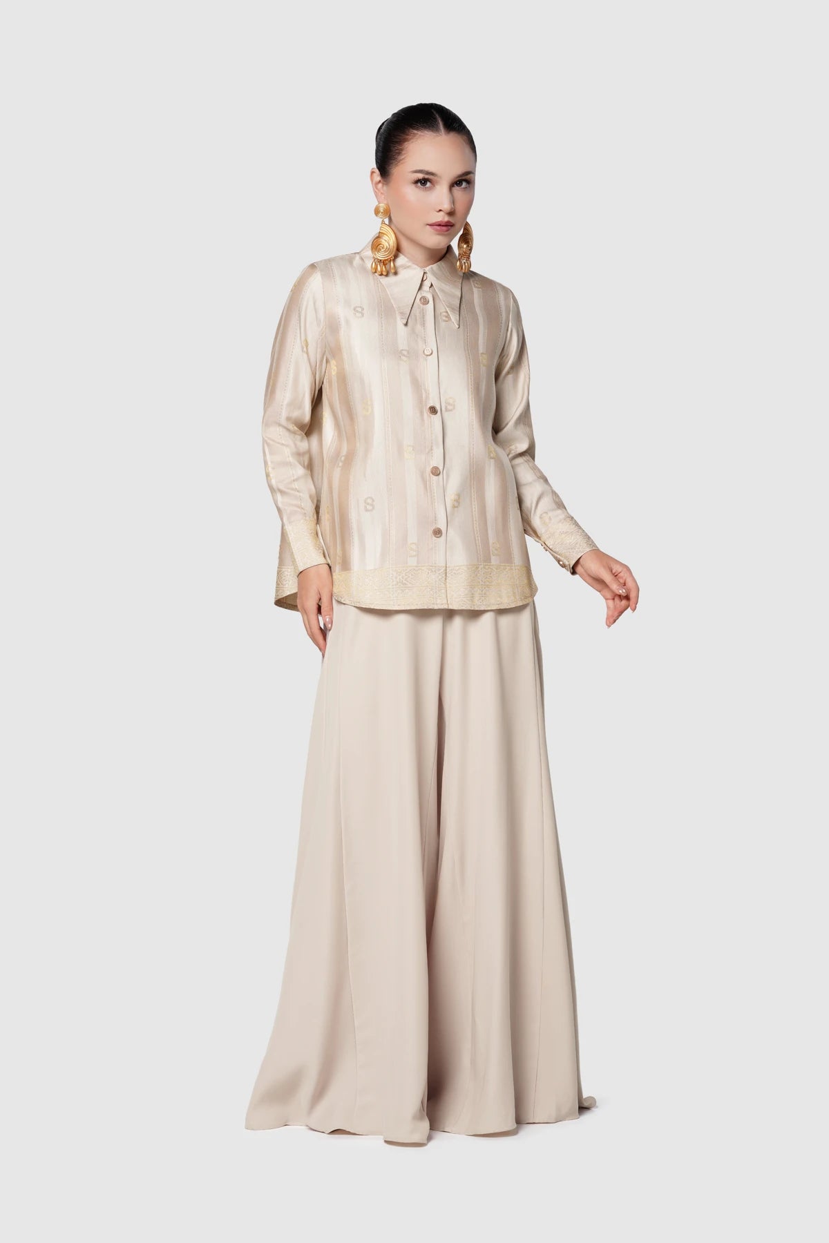 Songket Basic Shirt - Cream