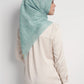 waves monogram printed square scarf in turquoise by buttonscarves back view