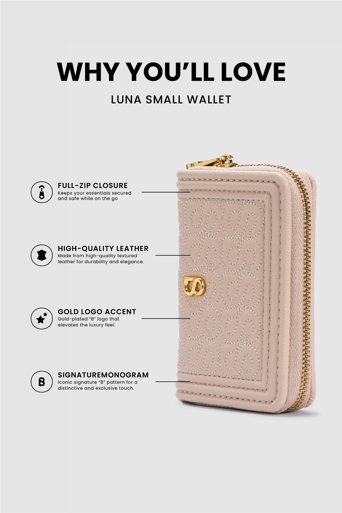 Luna Small Wallet - Nude