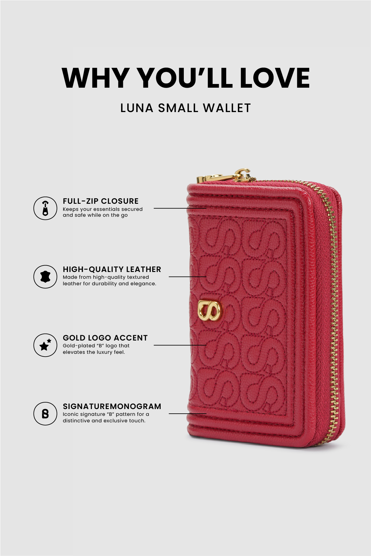 Luna Small Wallet - Red