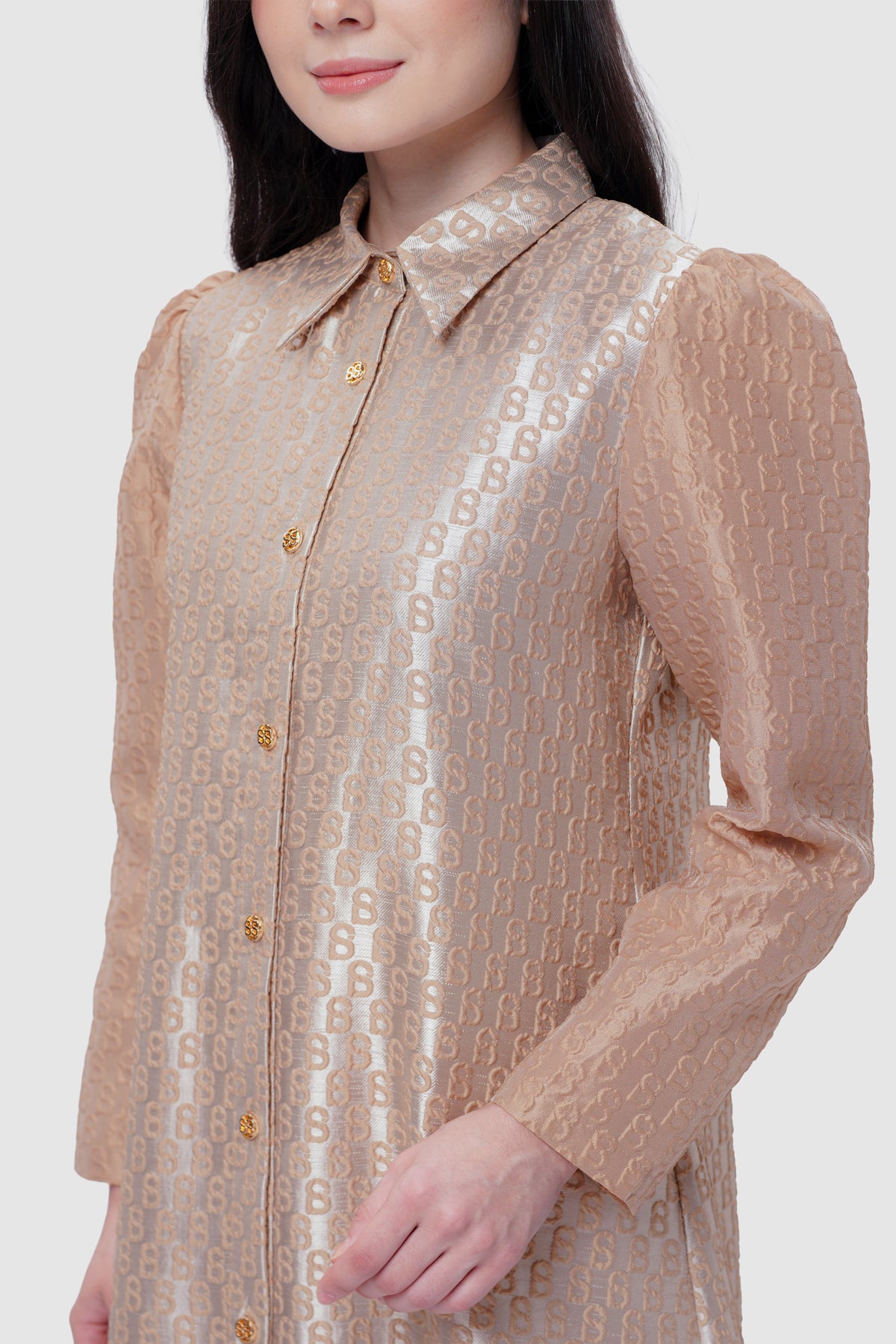 Signature Jacquard Shirt Dress - Dusty