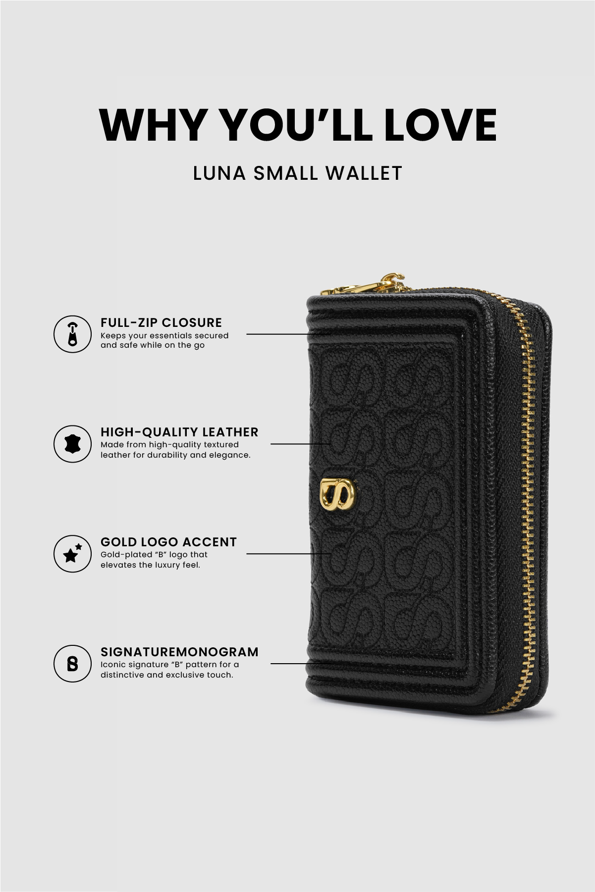 Luna Small Wallet - Black