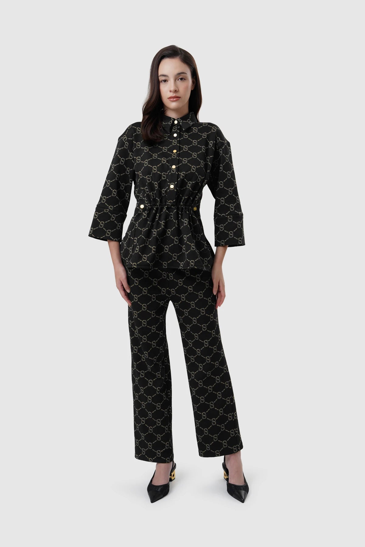 Beverly Monogram Shacket - Black