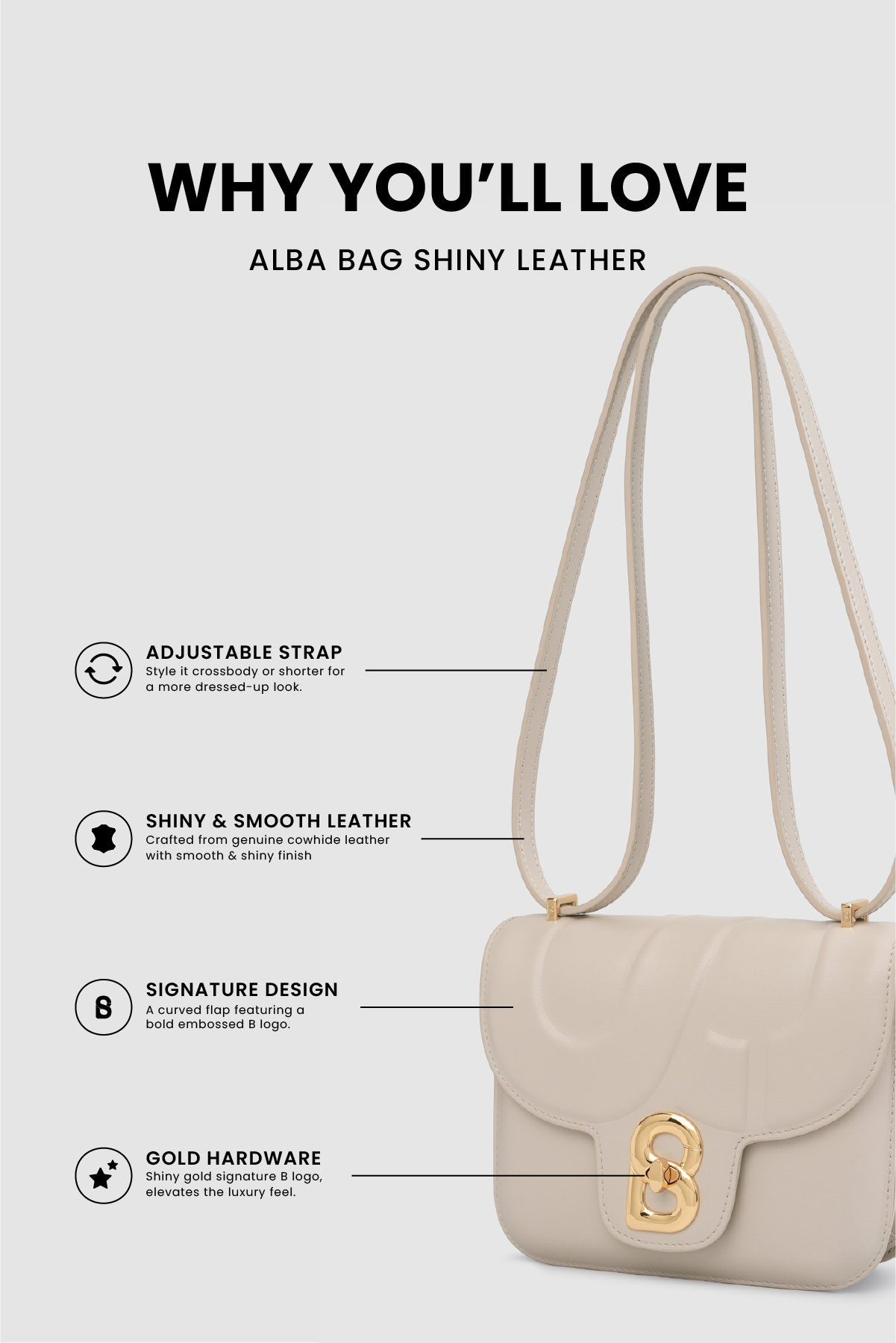 Alba Bag - Shiny Leather - Driftwood