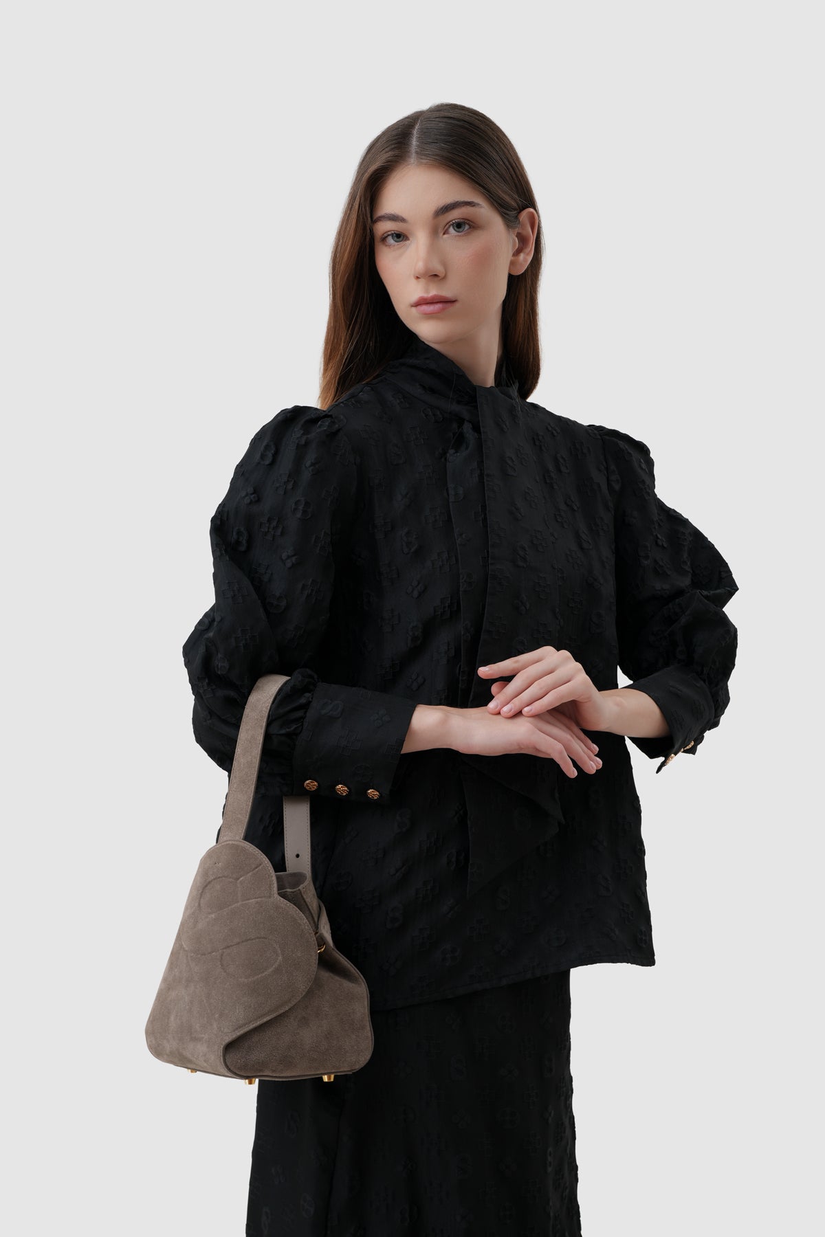 Britney Bag Small - Suede Leather - Taupe