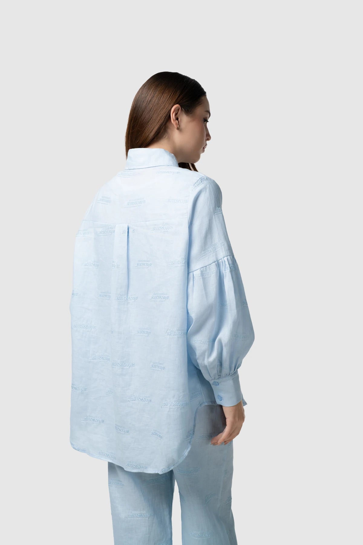 Tropical26 Linen Puff Shirt - Blue Sky