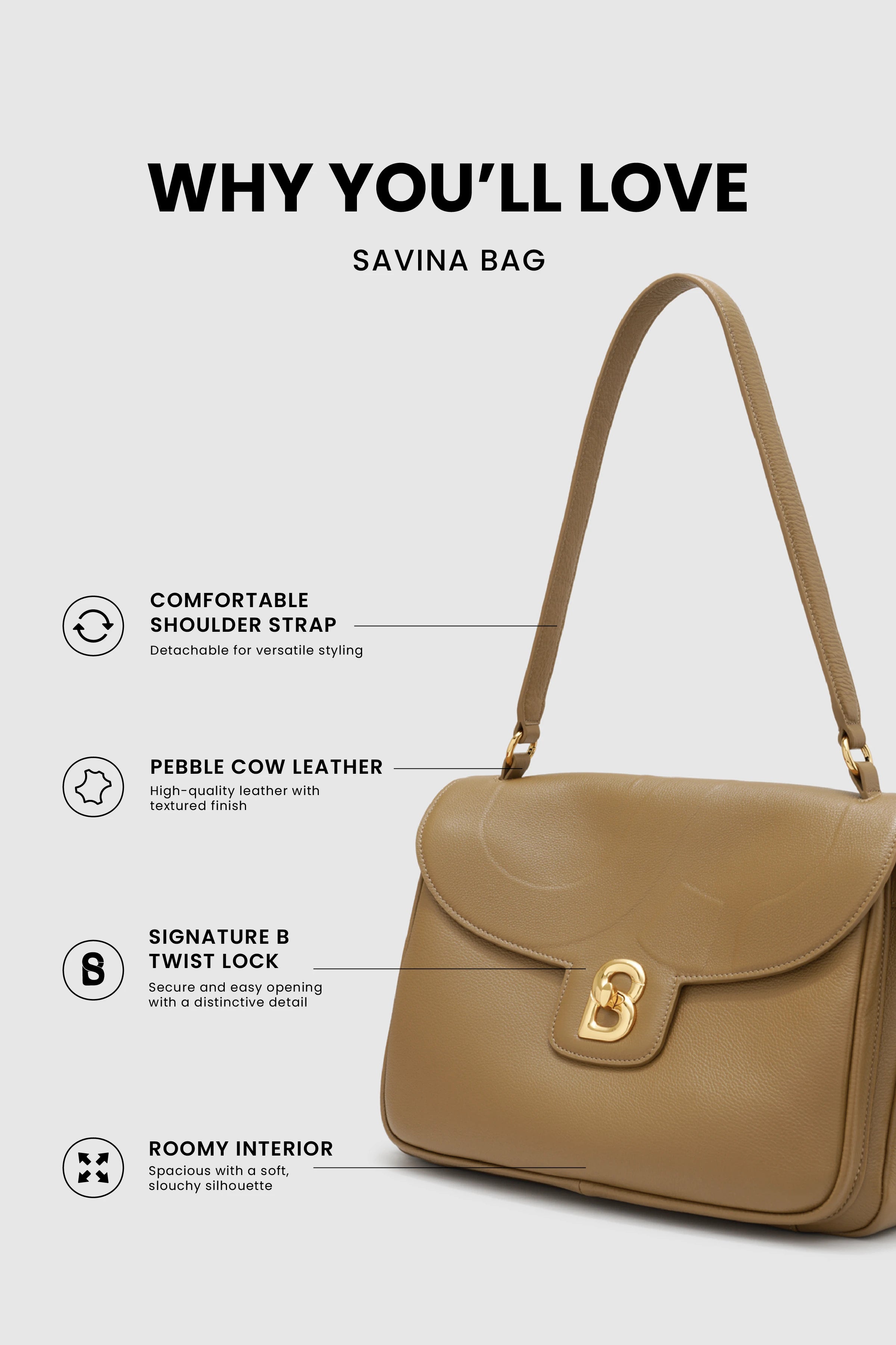 Savina Bag - Pebble Leather - Amber Haze