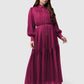 Tropical26 Ruffle Dress - Burgundy