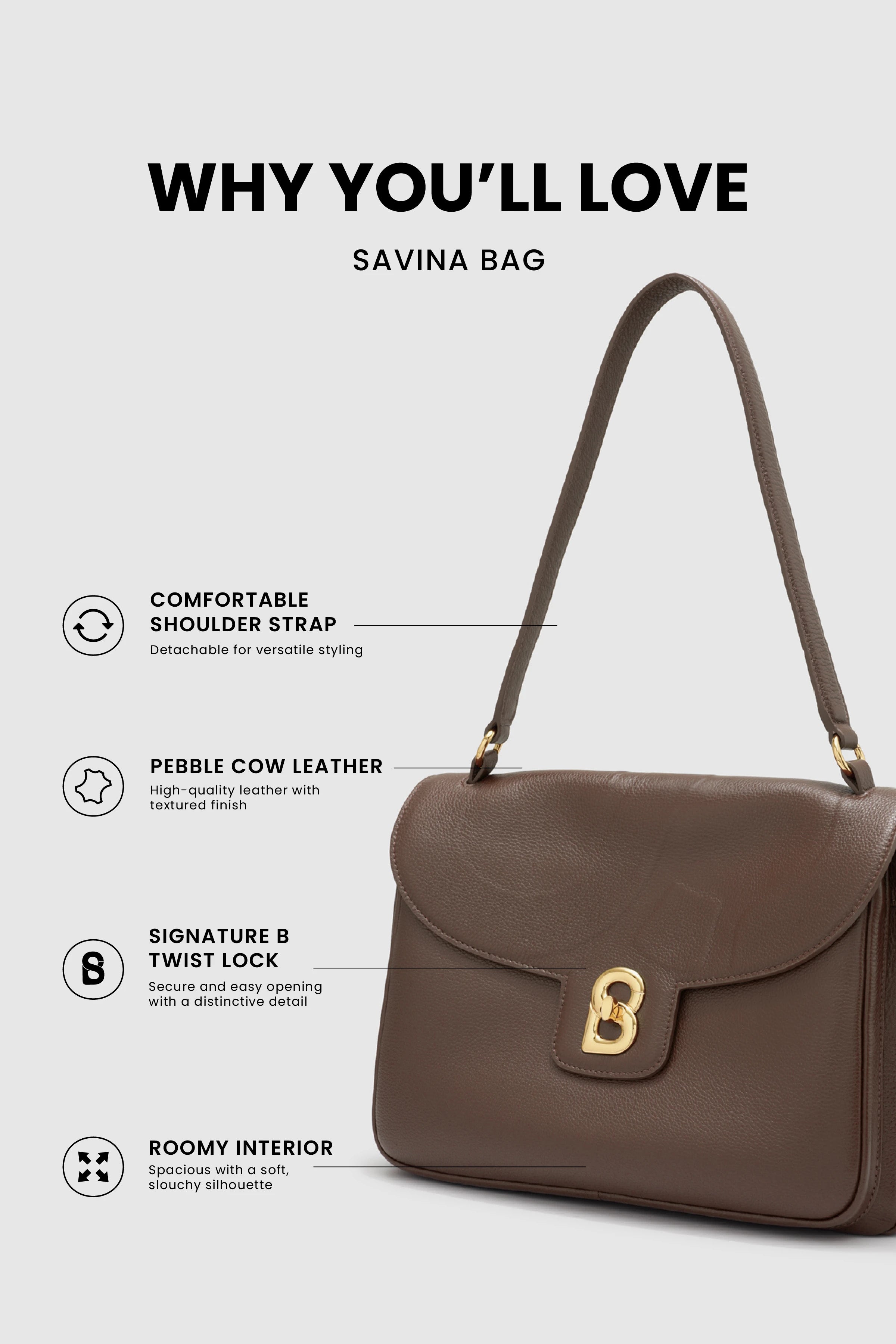 Savina Bag - Pebble Leather - Brown