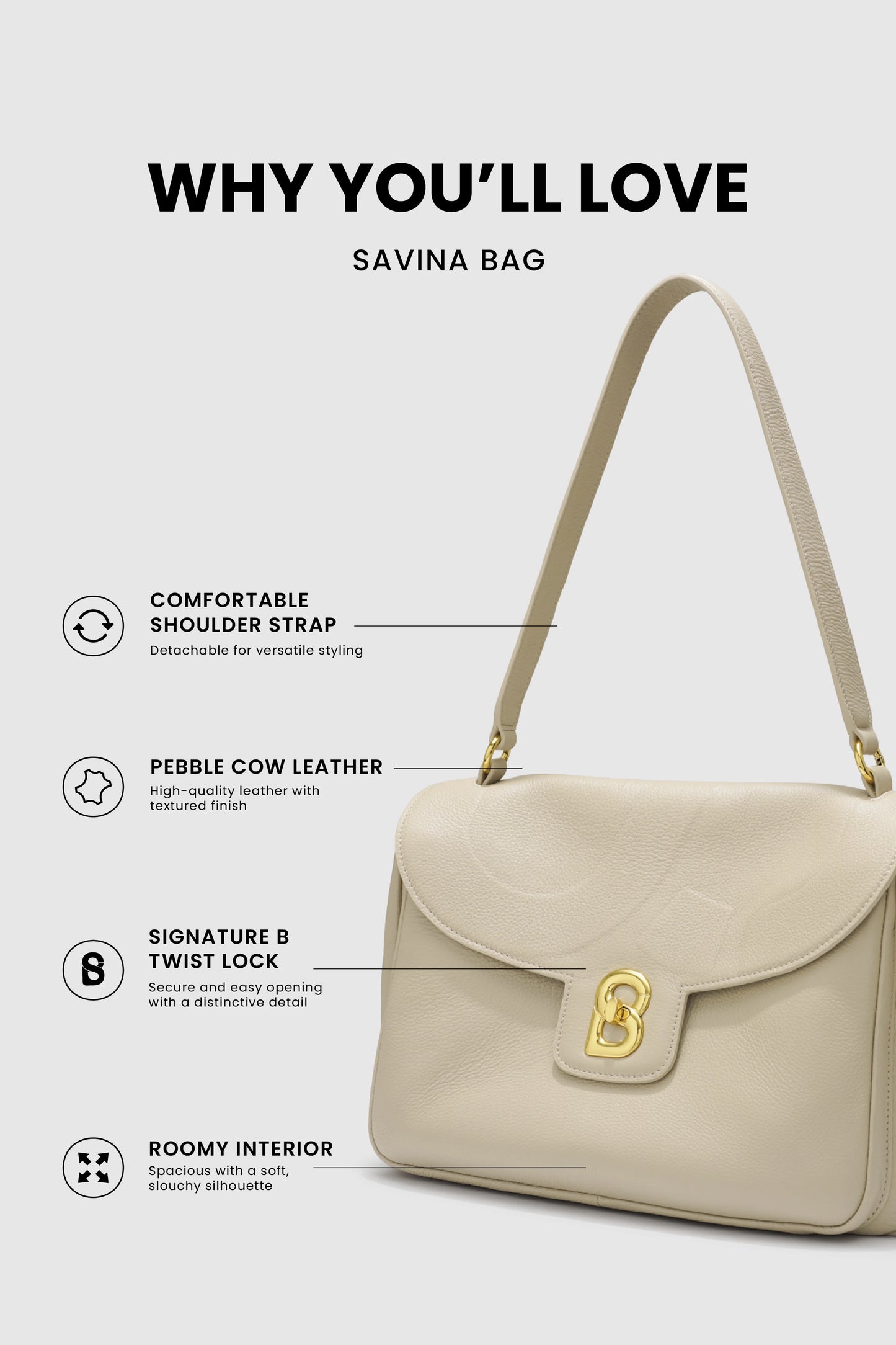 Savina Bag - Pebble Leather - Taupe