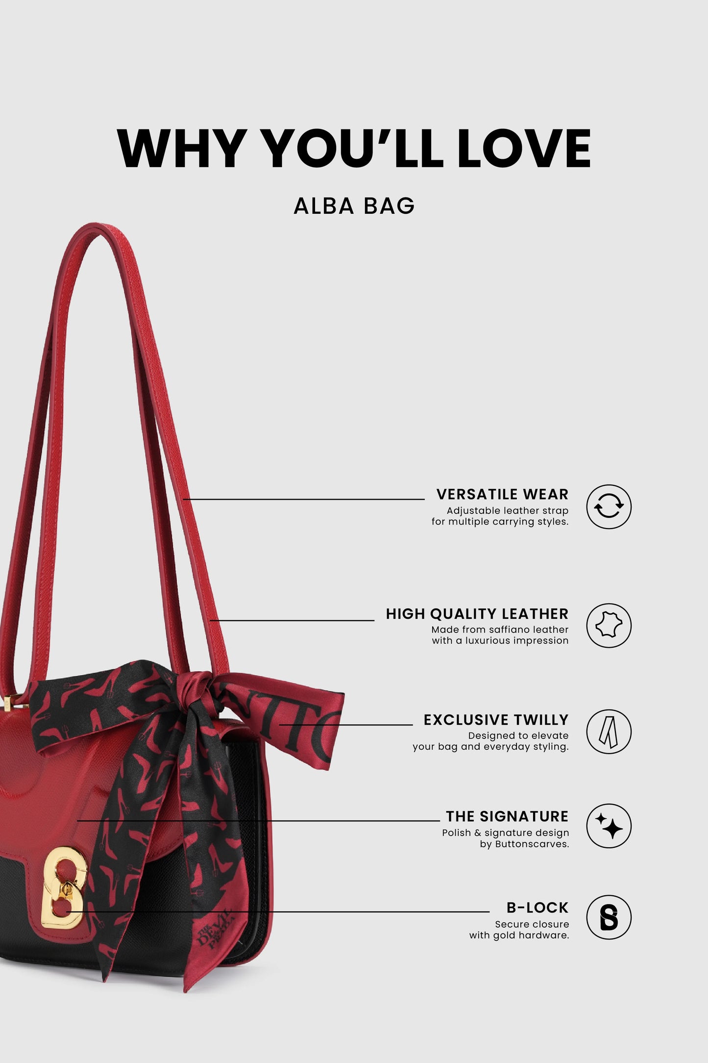 Alba Bag - Black/Red