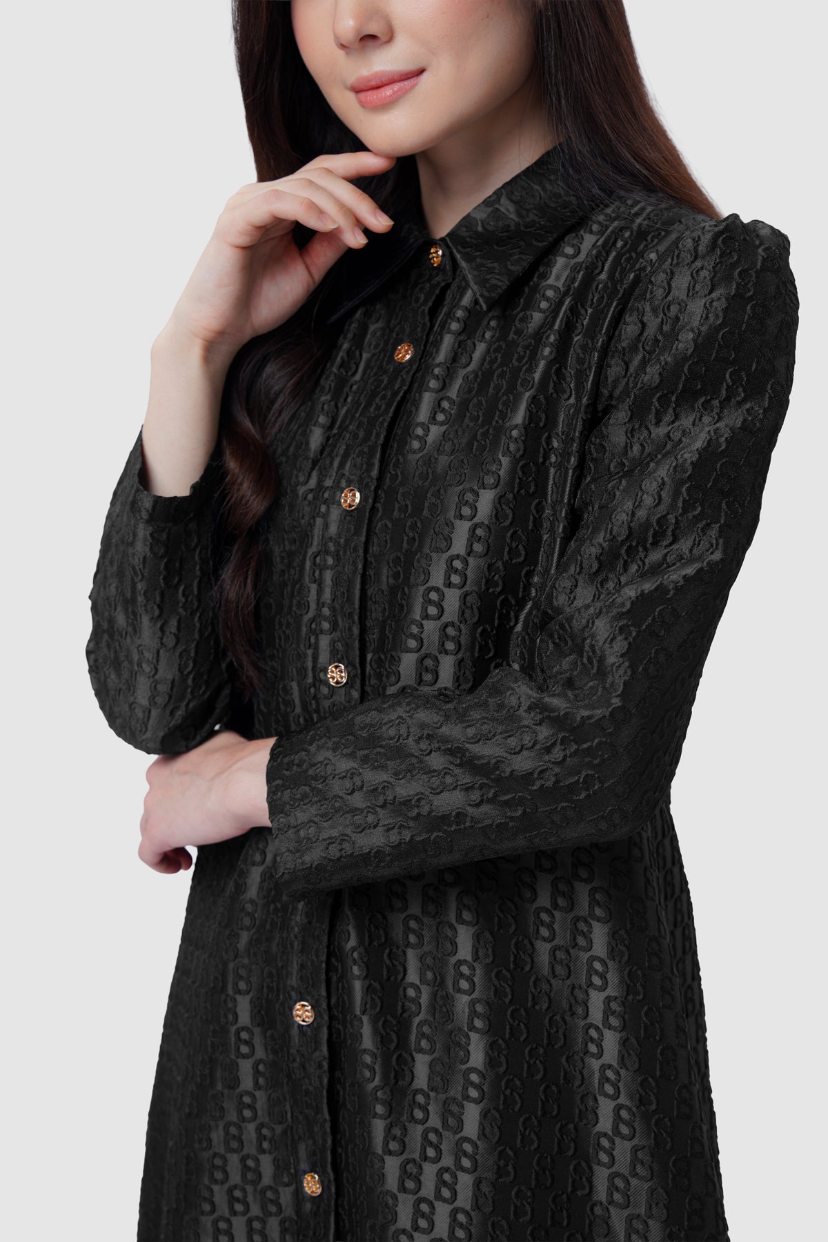 Signature Jacquard Shirt Dress - Eclipse