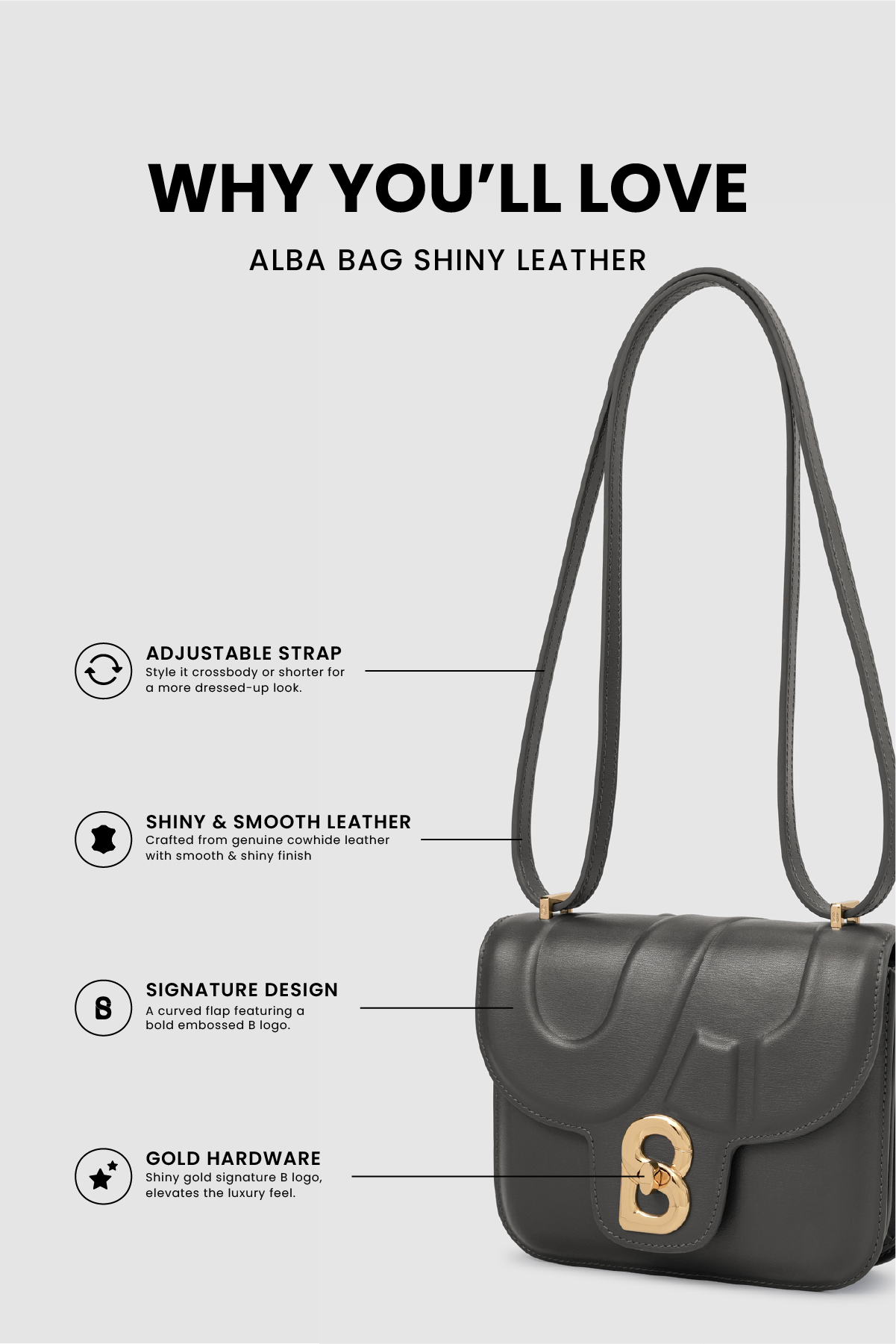 Alba Bag - Shiny Leather - Lava