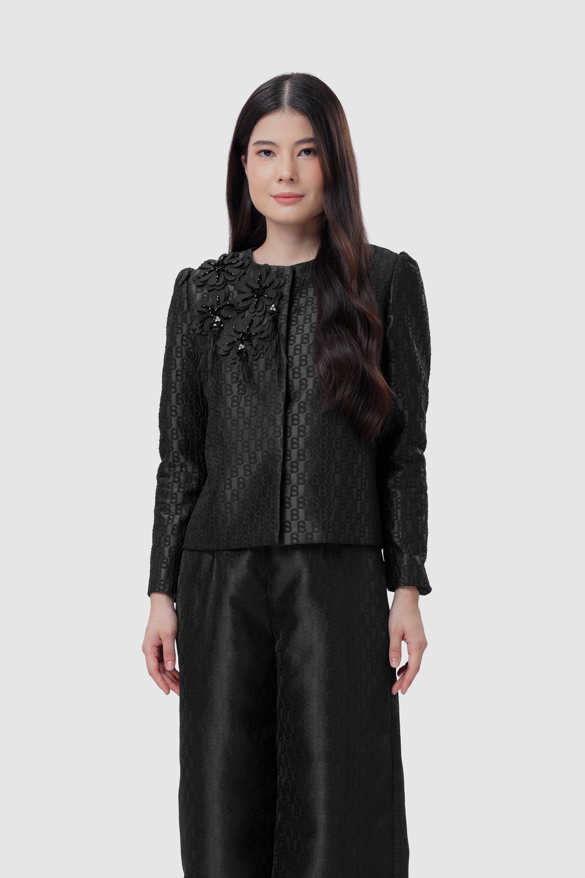 Signature Jacquard Beaded Blazer - Eclipse