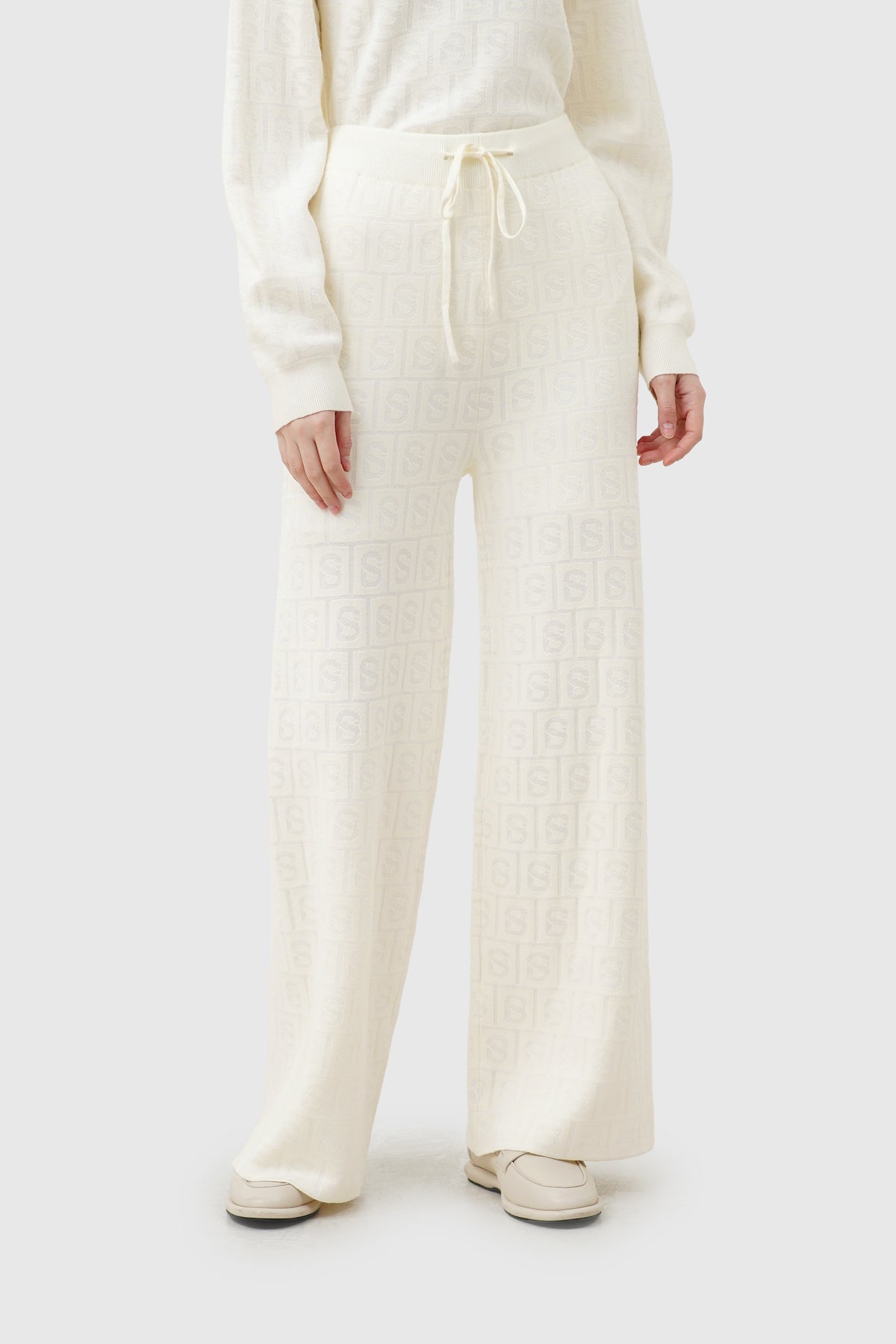 Grid Sweatshirt Set - Ivory