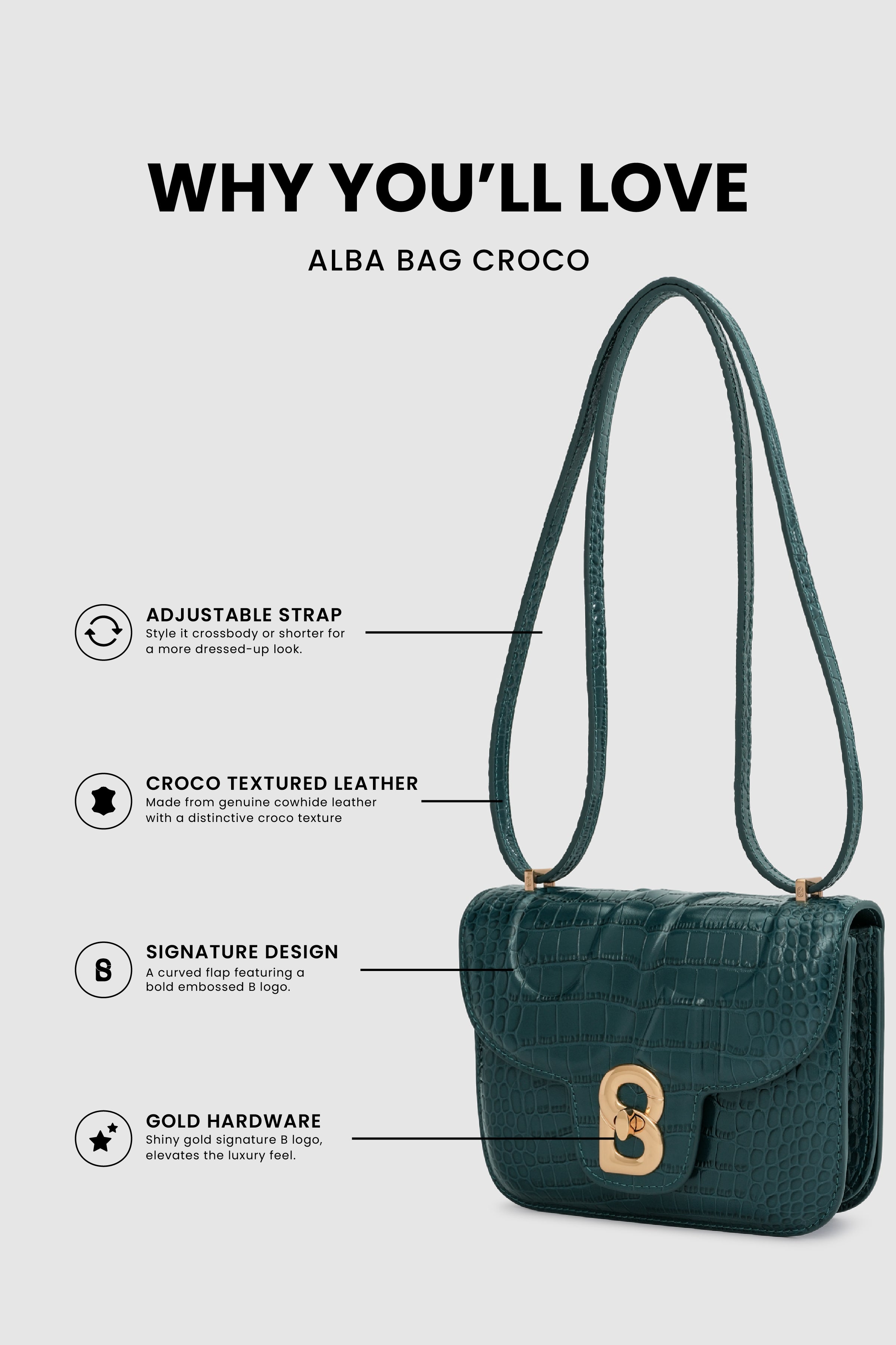 Alba Bag - Teal in Croco