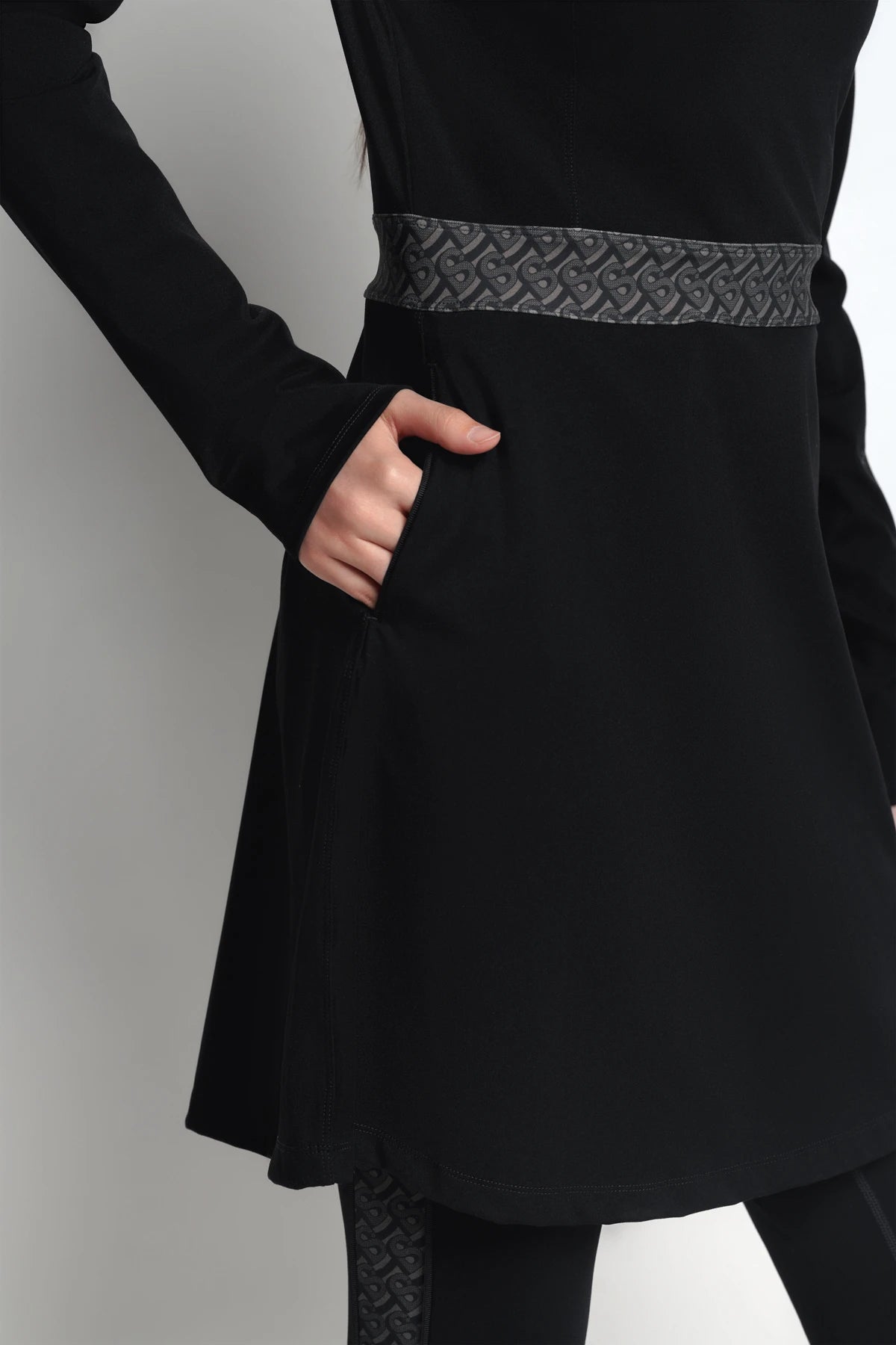 bimu polo dress in black by buttonscarves with side pockets