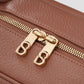 bria shoulder bag in caramel by buttonscarves secure top zipper detail