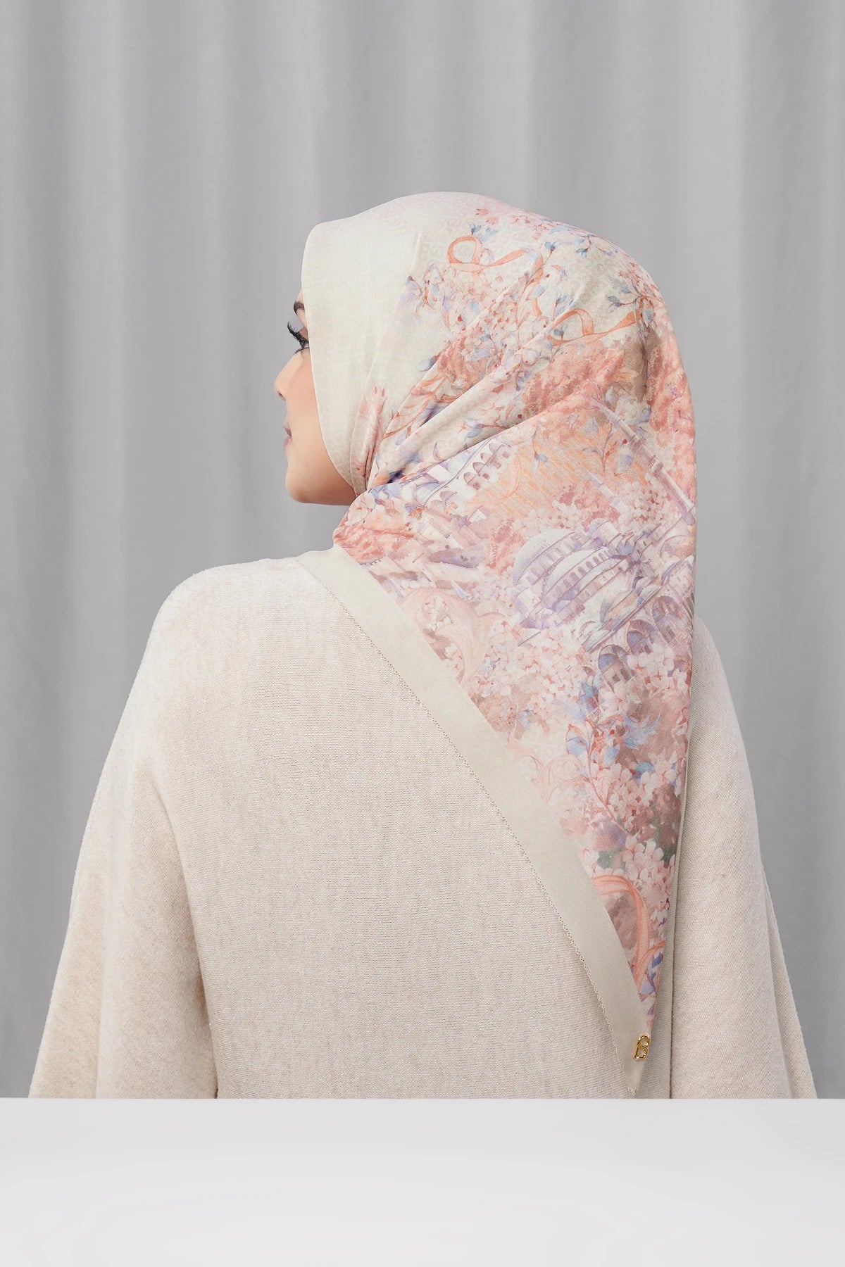 istanbul printed square scarf in palace by buttonscarves back view