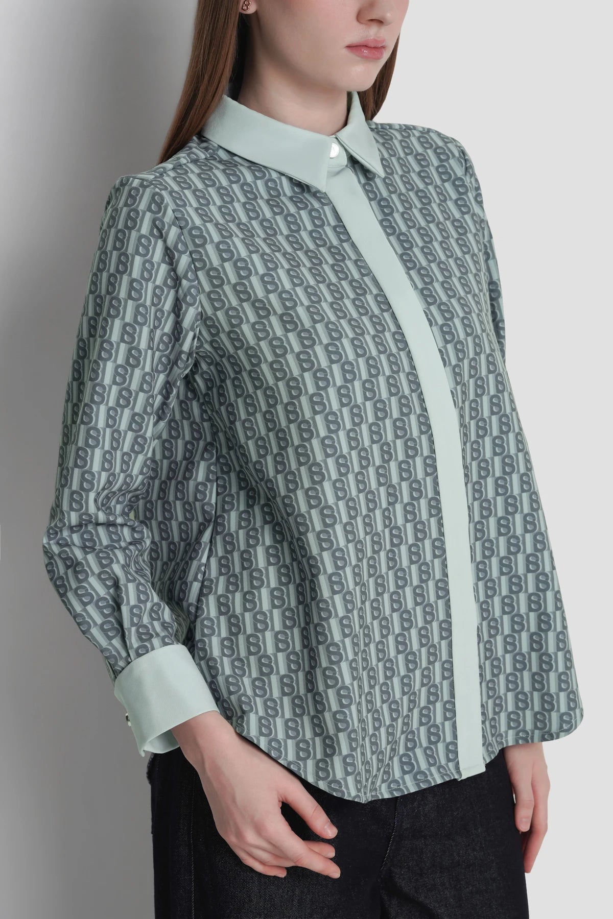 Kyla Monogram Shirt - Grey