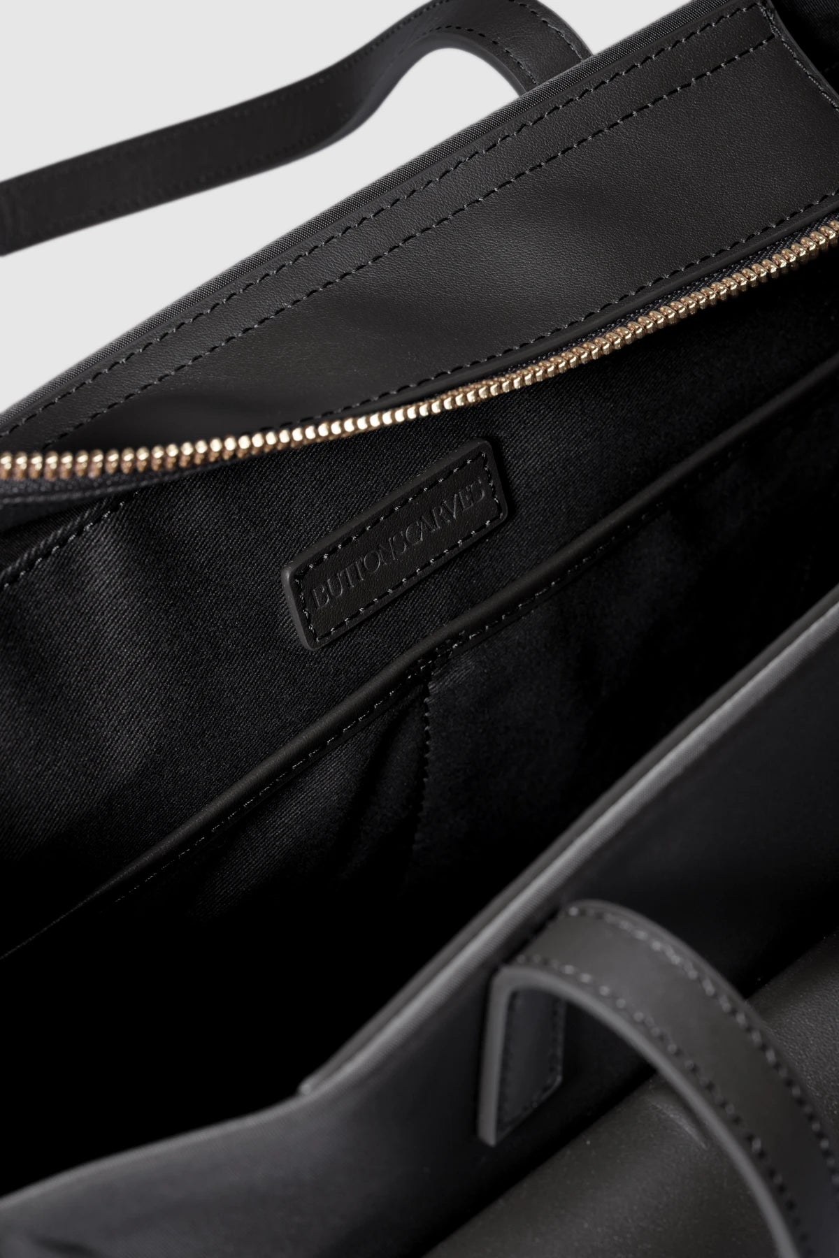 nara tote bag in black by buttonscarves interior detail