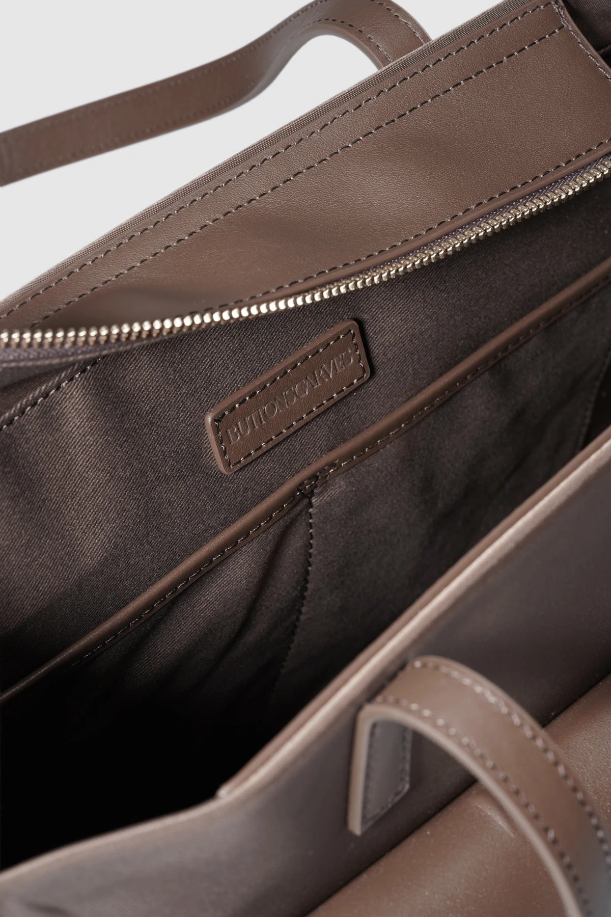 nara tote bag in brown by buttonscarves interior detail