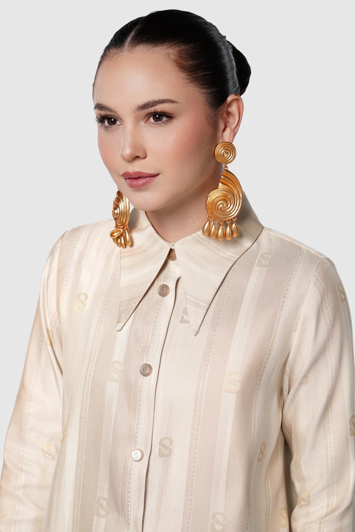 Songket Basic Shirt - Cream