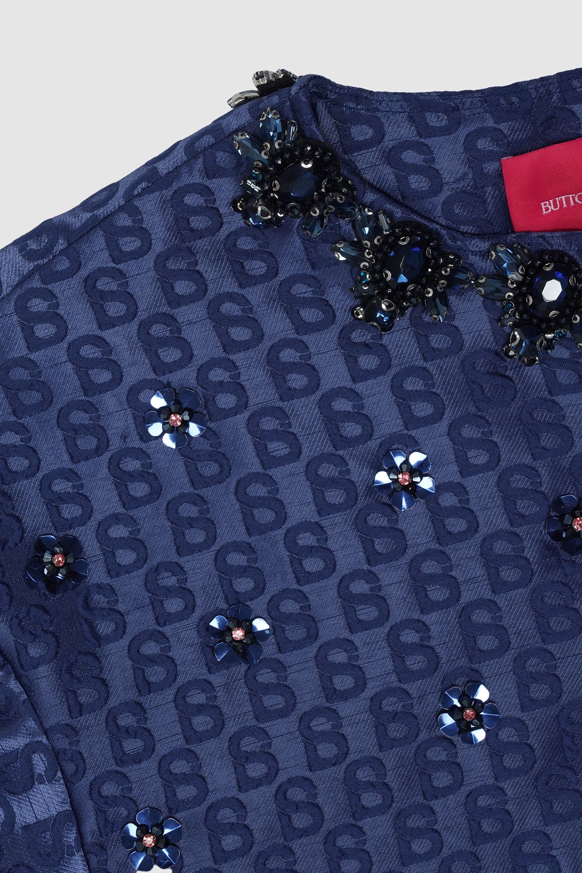 Signature Jacquard Tunic Beaded Outer - Navy