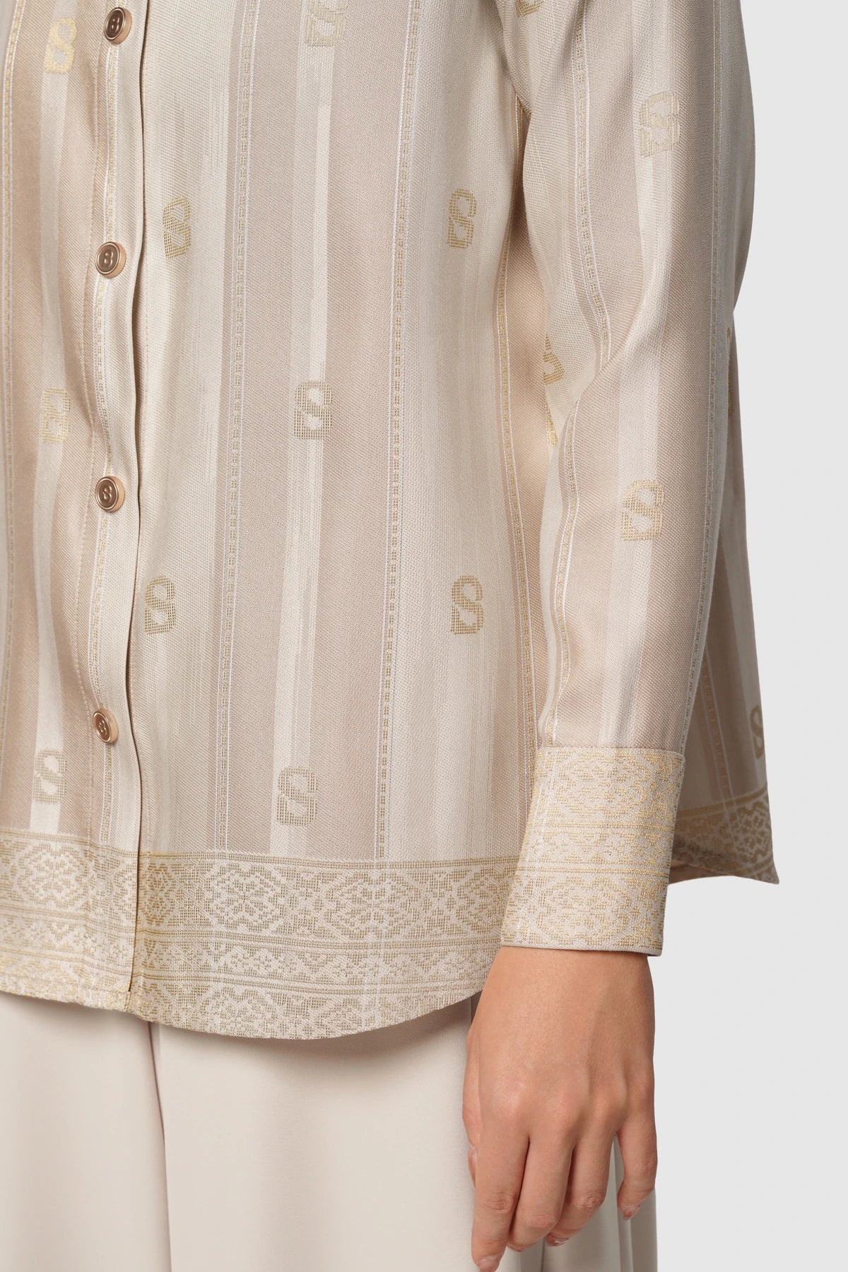 Songket Basic Shirt - Cream