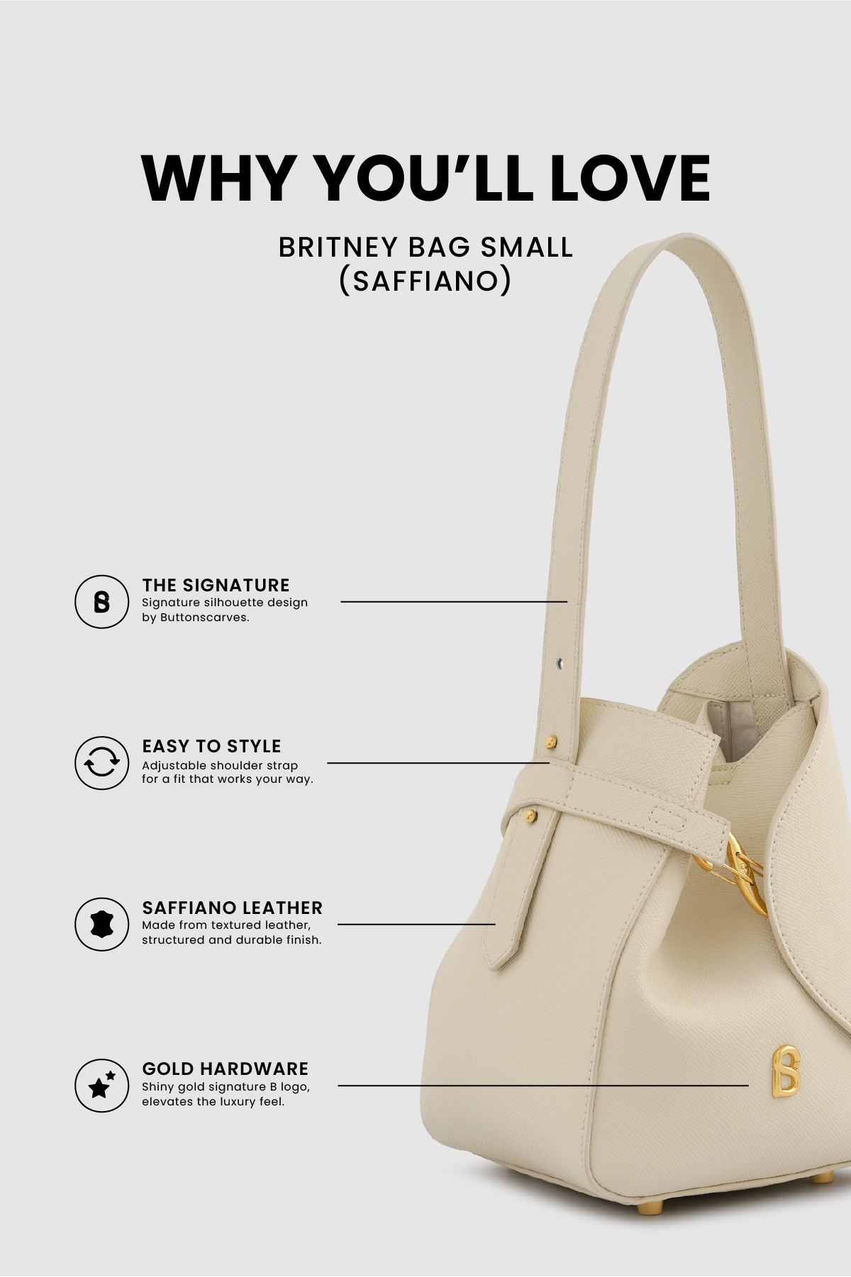 Britney Bag Small - Saffiano Leather - Lamb