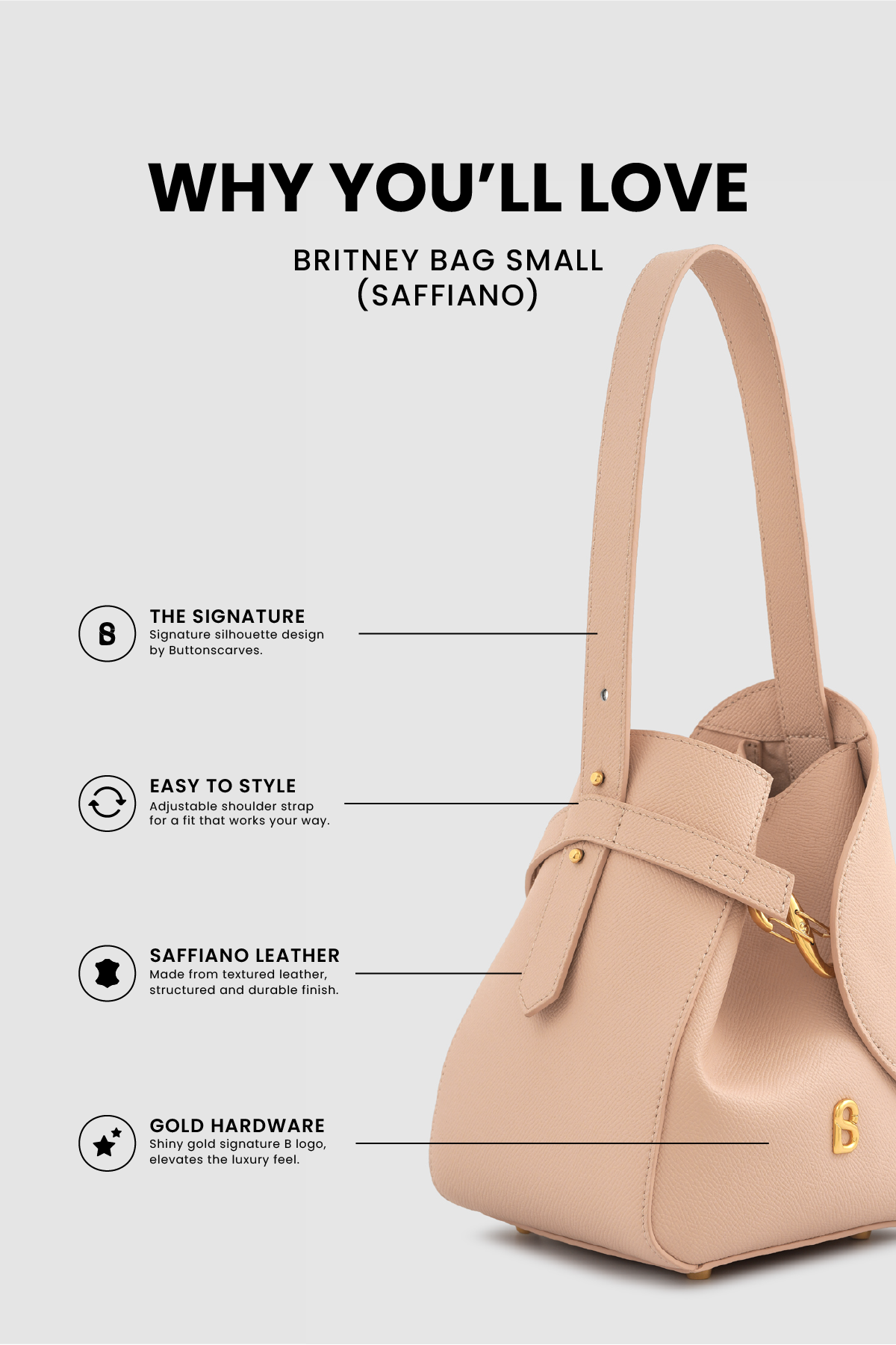 Britney Bag Small - Saffiano Leather - Seaside
