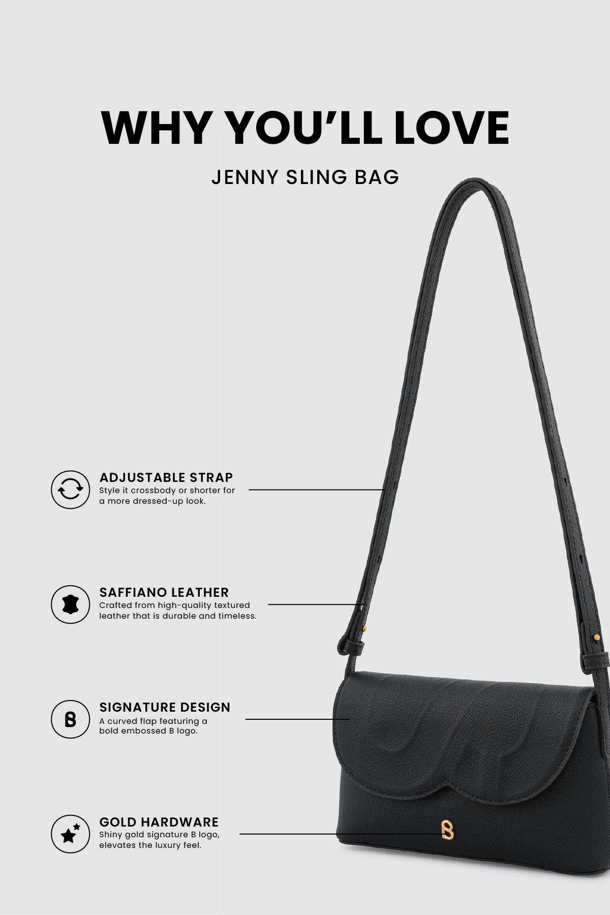 Jenny Sling Bag - Black