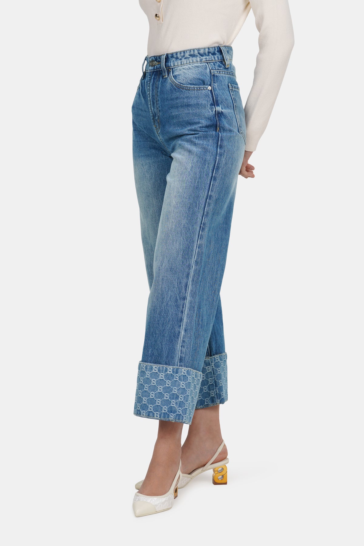 Beverly Wide Leg Denim Pants - Light Blue