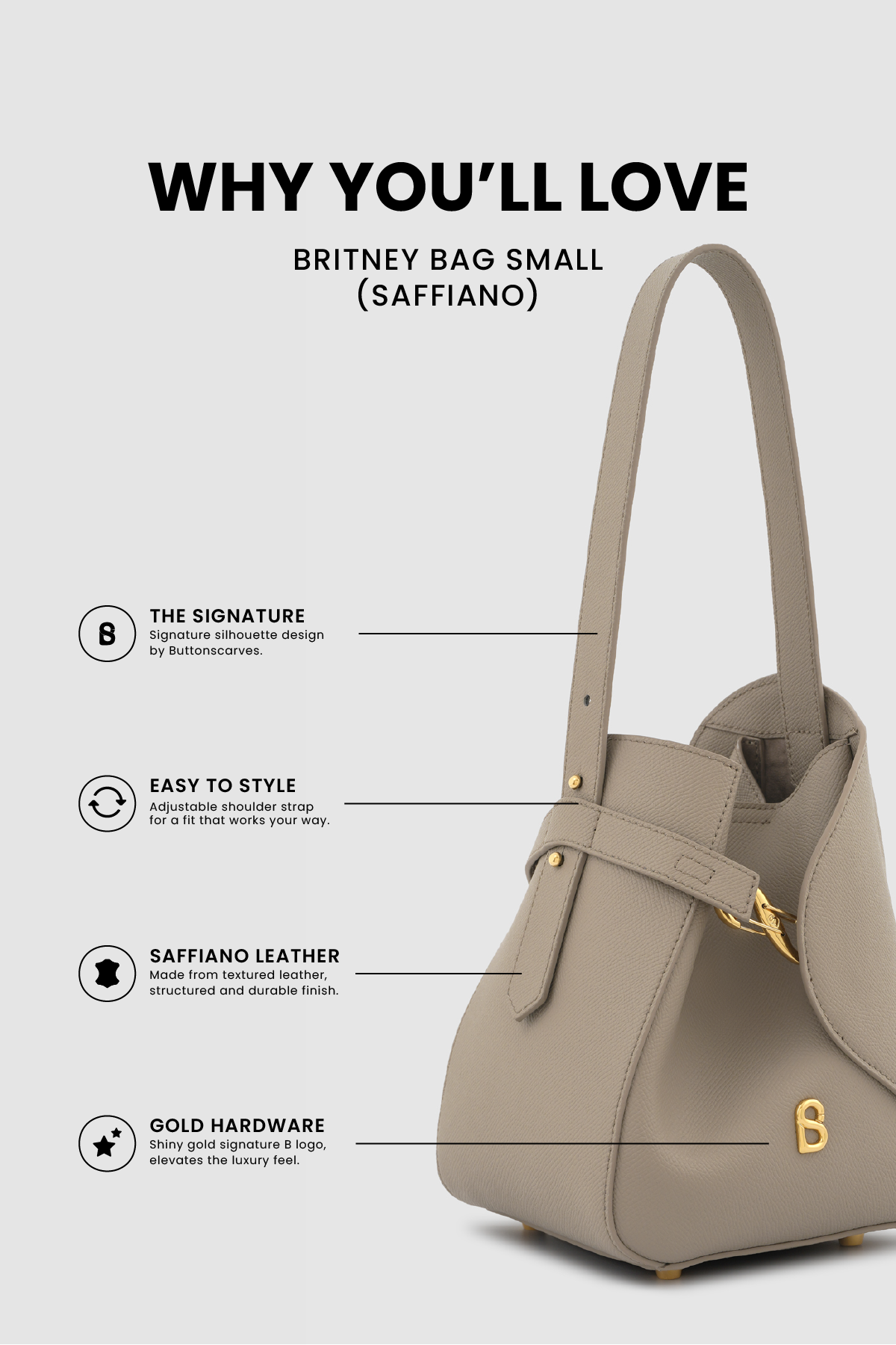 Britney Bag Small - Saffiano Leather - Creta