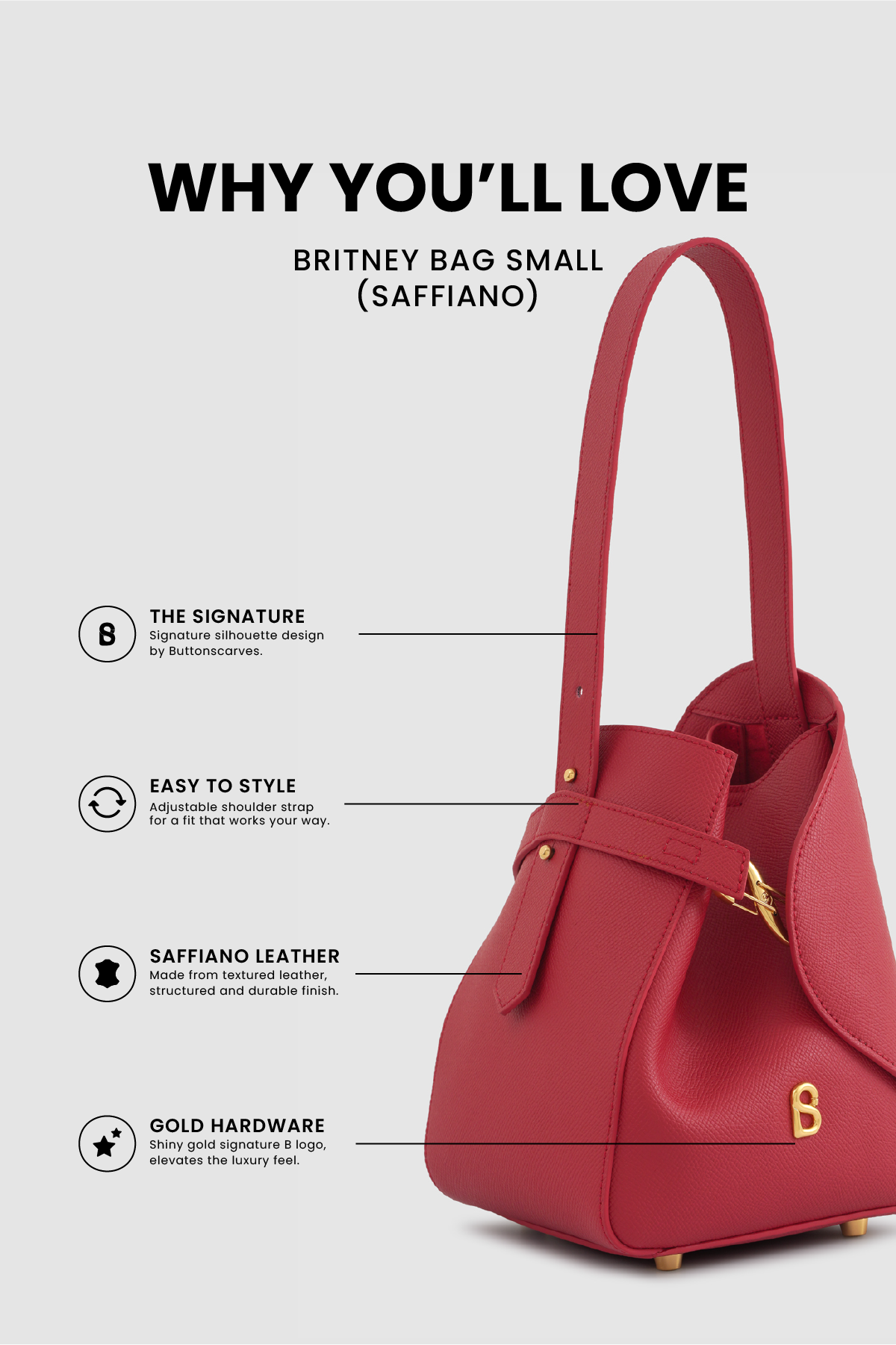 Britney Bag Small - Saffiano Leather - Lacca
