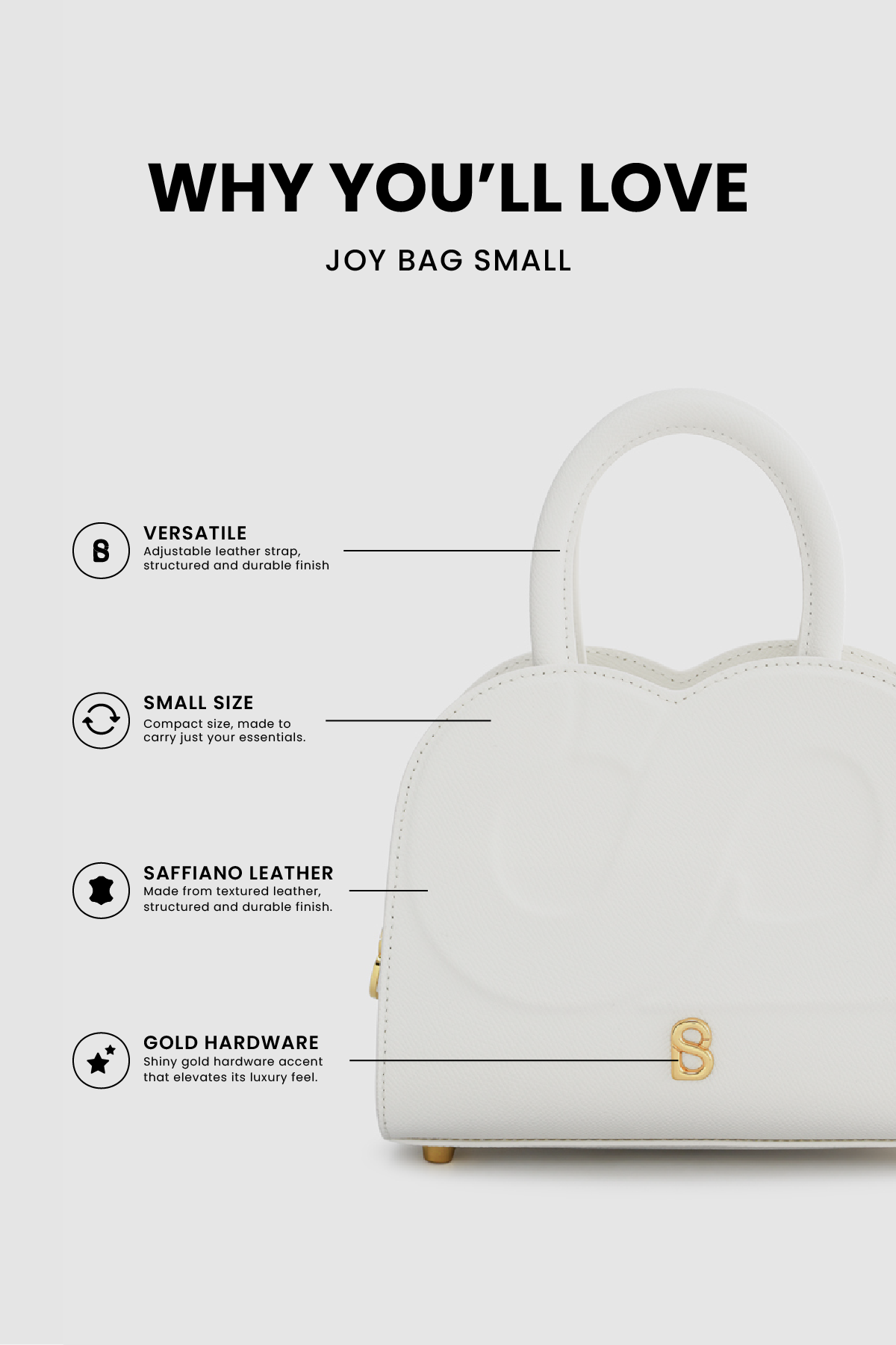 Joy Bag Small - Saffiano Leather - Bianco Candido