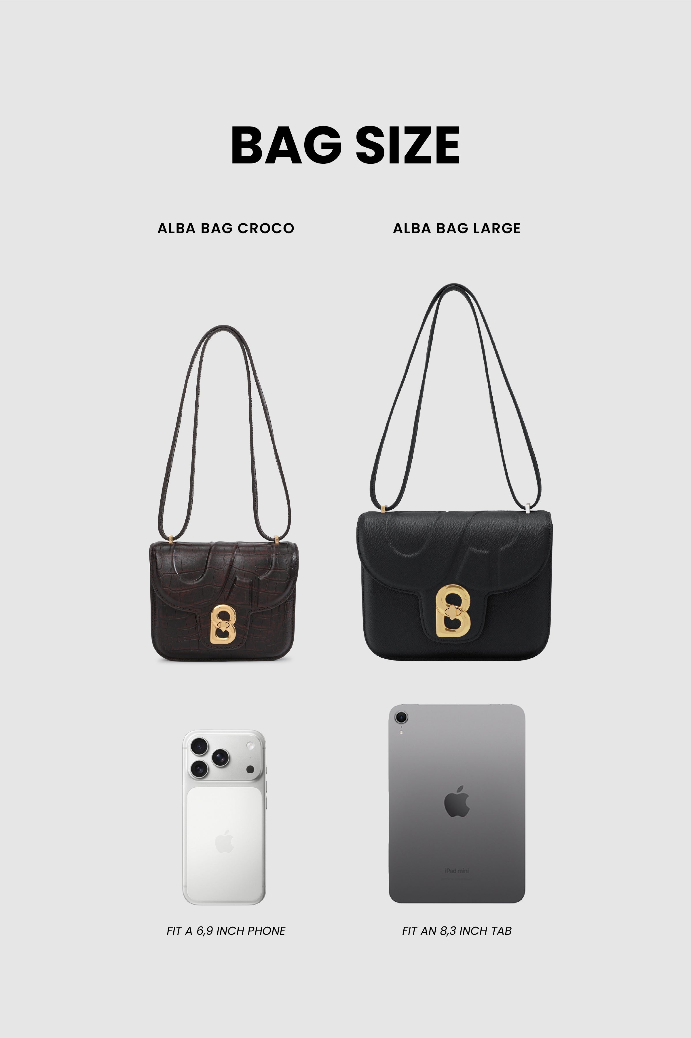 Alba Bag - Dark Chocolate in Croco