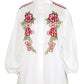 Shireen Embroidery Stripe Shirt - White