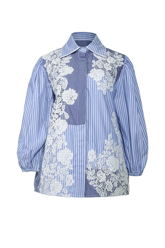 Alesia Embroidery Shirt - Blue