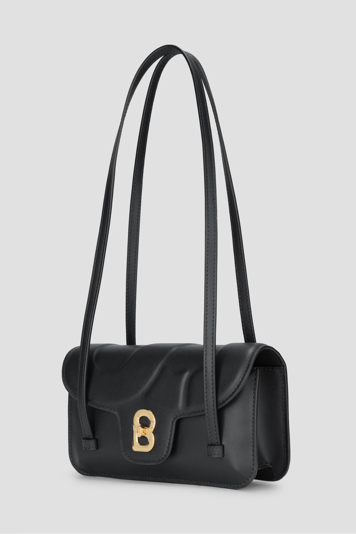 alka shoulder bag in black by buttonscarves front view