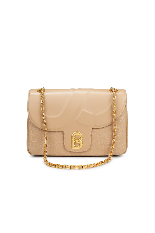 Aluna Leather Flap Bag Large - Coffee