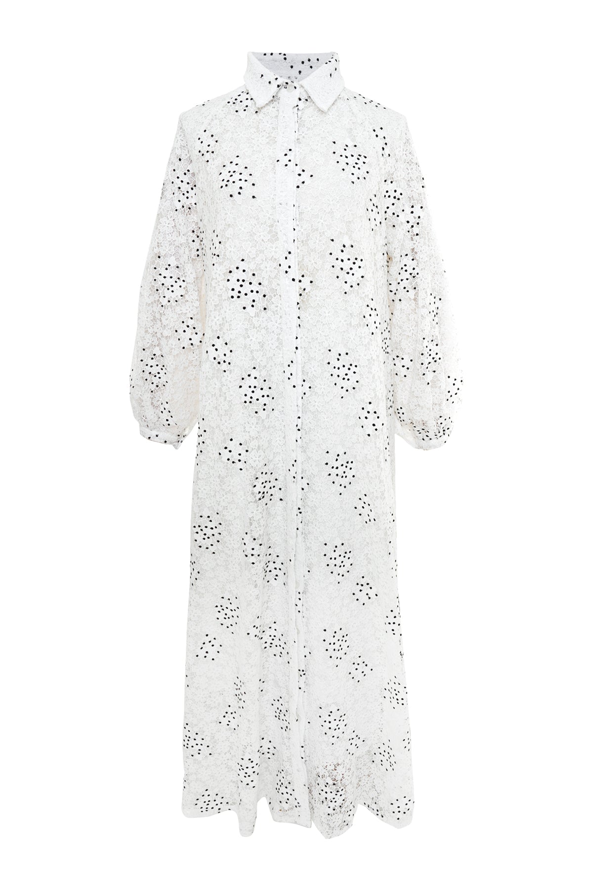 Arlin Lace Shirt Dress - White