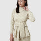 Beverly Monogram High Neck Top - Cream
