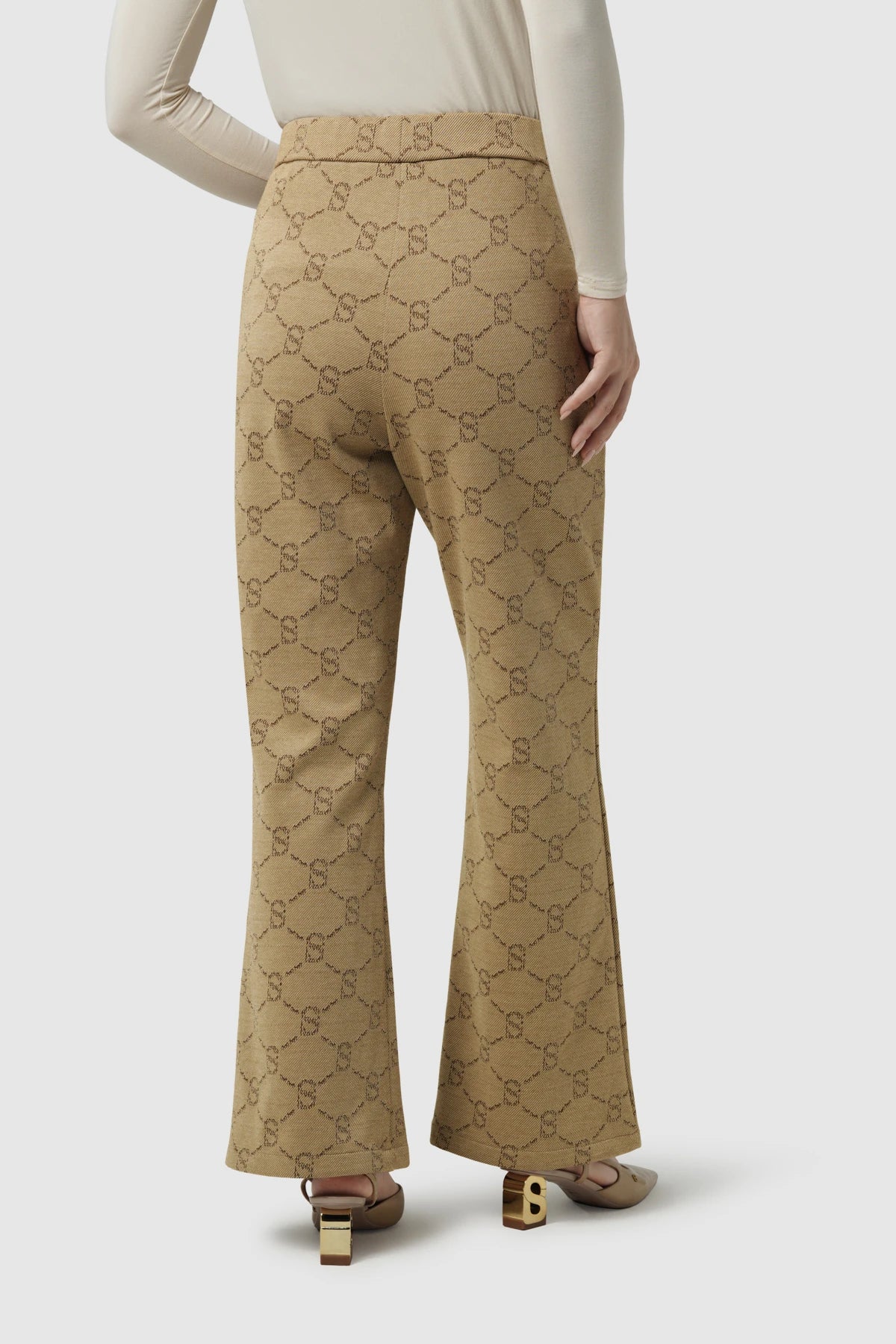 Beverly Monogram Bootcut Pants - Brown