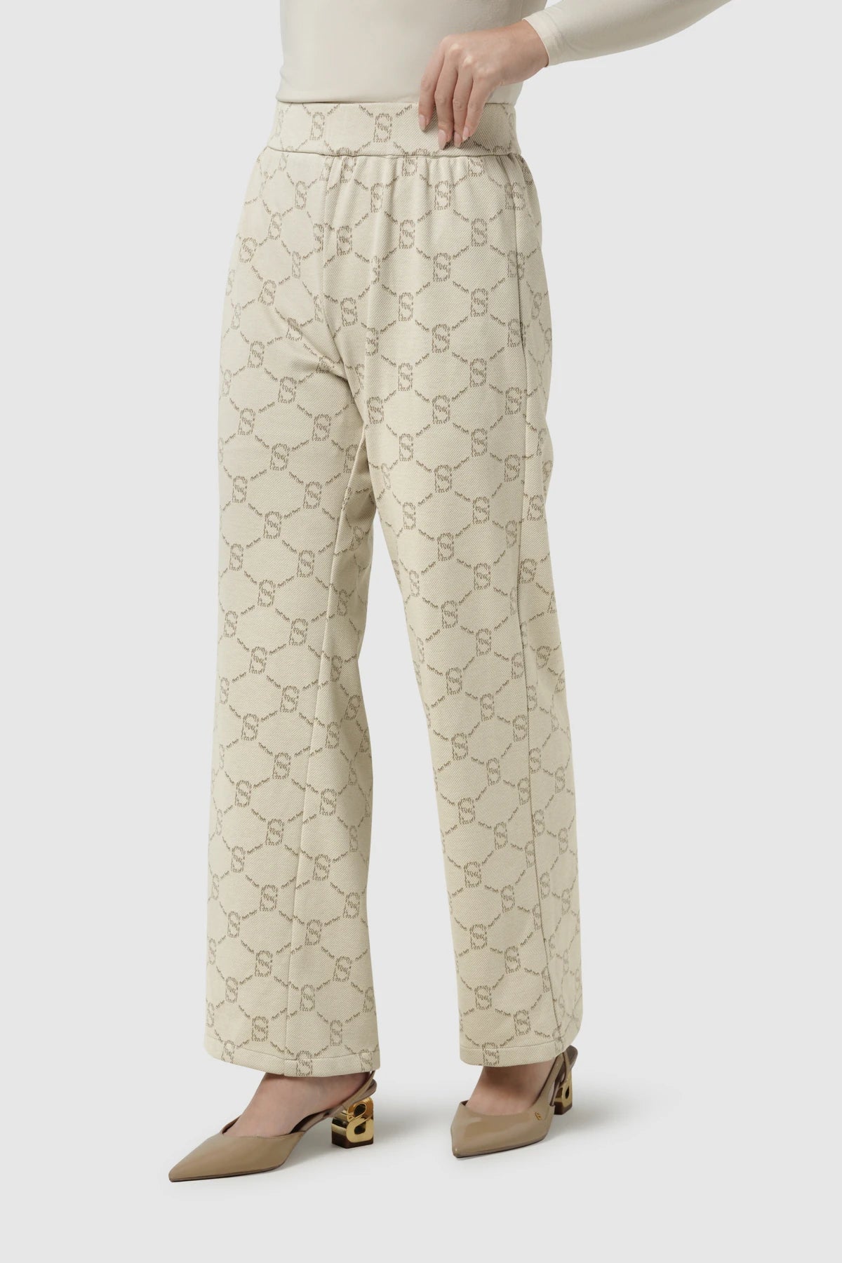 Beverly Monogram Pants - Cream